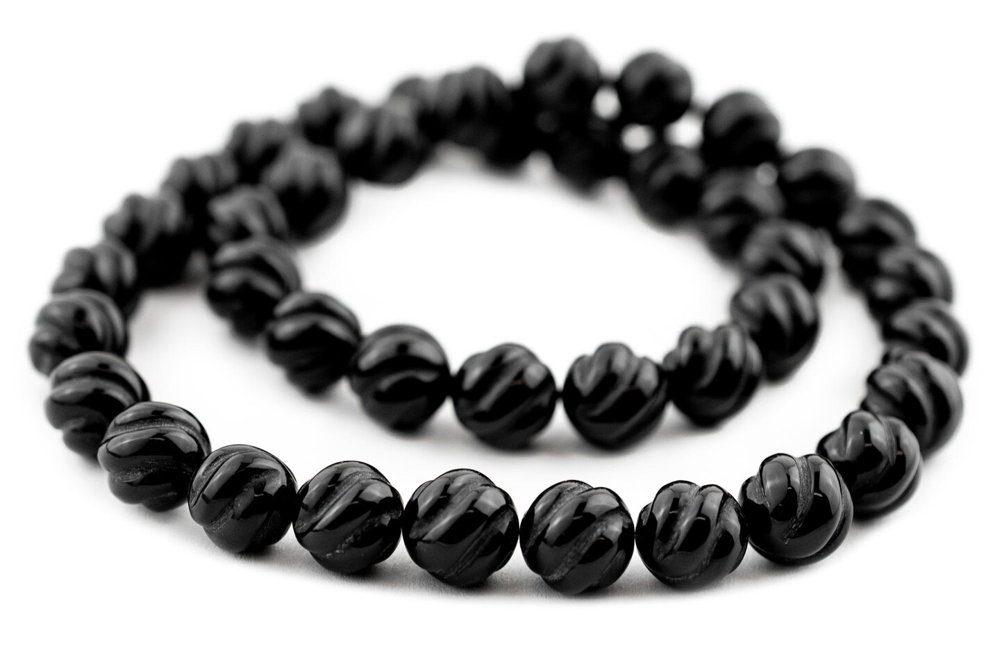 TheBeadChest Carved Swirl Round Onyx Beads (10mm)