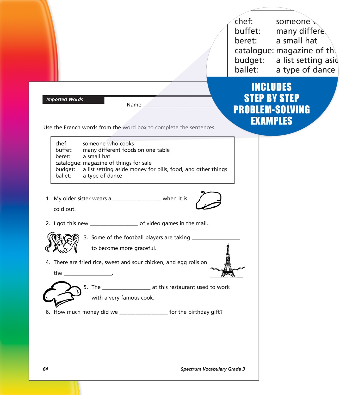 Spectrum 3rd Grade Vocabulary Workbook, Ages 8 to 9, Prefixes, Suffixes, Word Classification Vocabulary Building With Reading Comprehension and Vocabulary Test Practice, Grade 3 Vocabulary Workbook