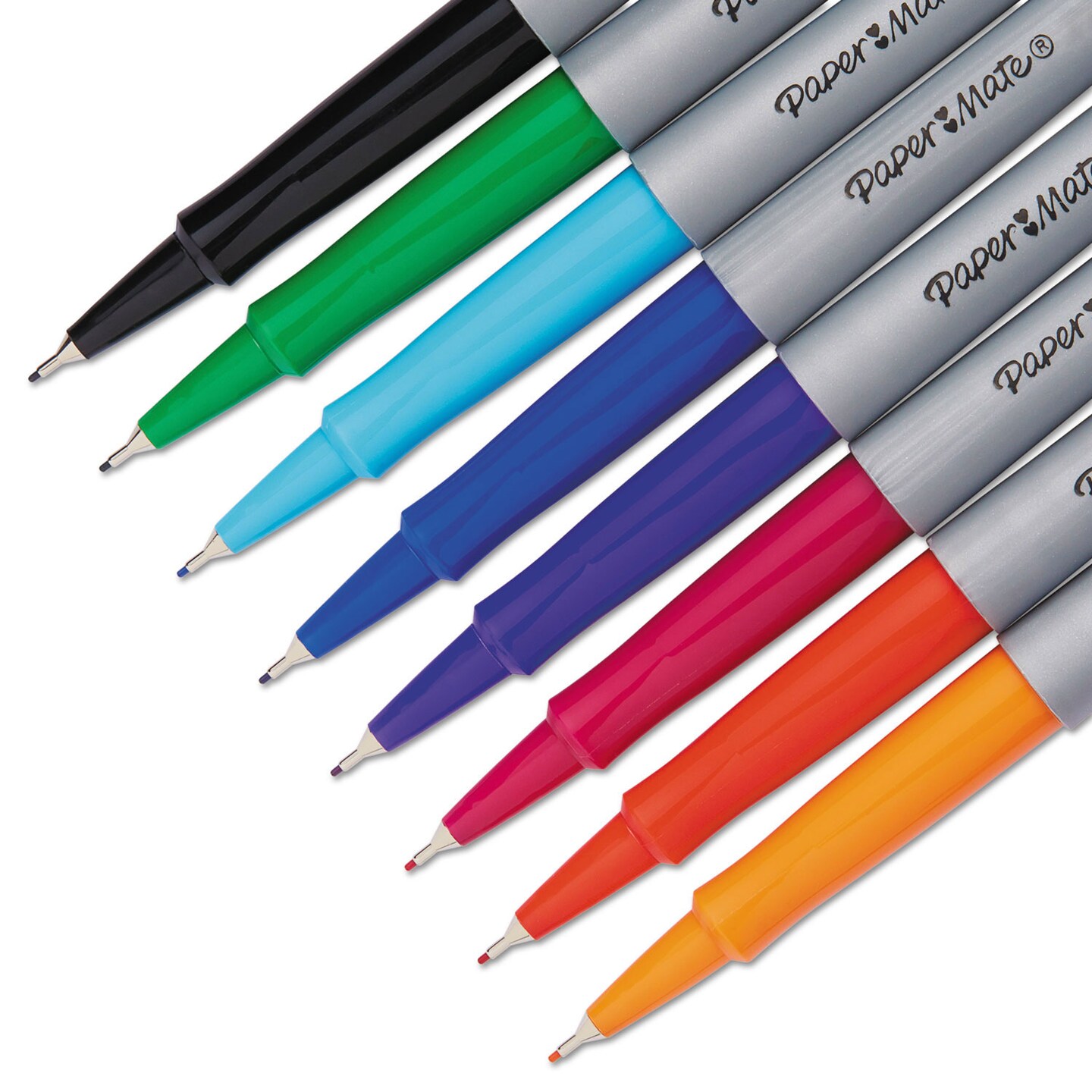 Papermate Flair Felt Tip Stick Porous Point Marker Pen, 0.4mm, Assorted Ink/Barrel, 8/Set