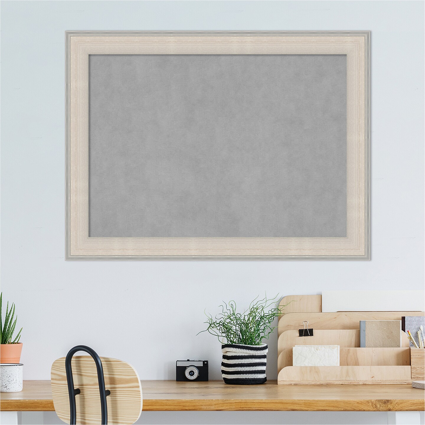 Cottage White Silver Wood Framed Magnetic Board