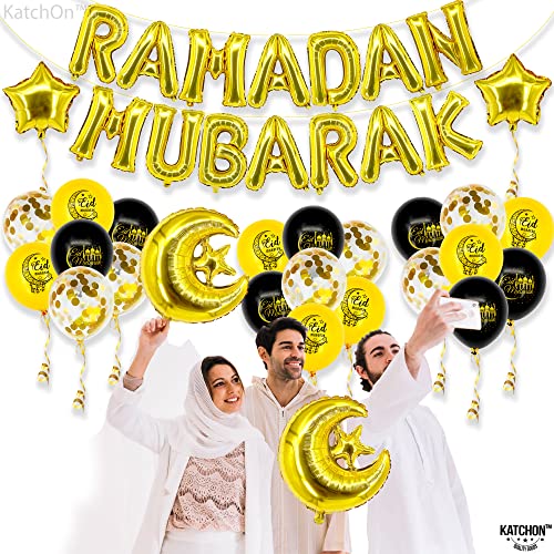 40 Pieces Ramadan Mubarak Balloons Set | Ramadan Balloon Decoration | Moon and Star Ramadan Decorations Balloon | Ramadan Mubarak Decorations | Eid Decorations for Home, Ramadan Balloons