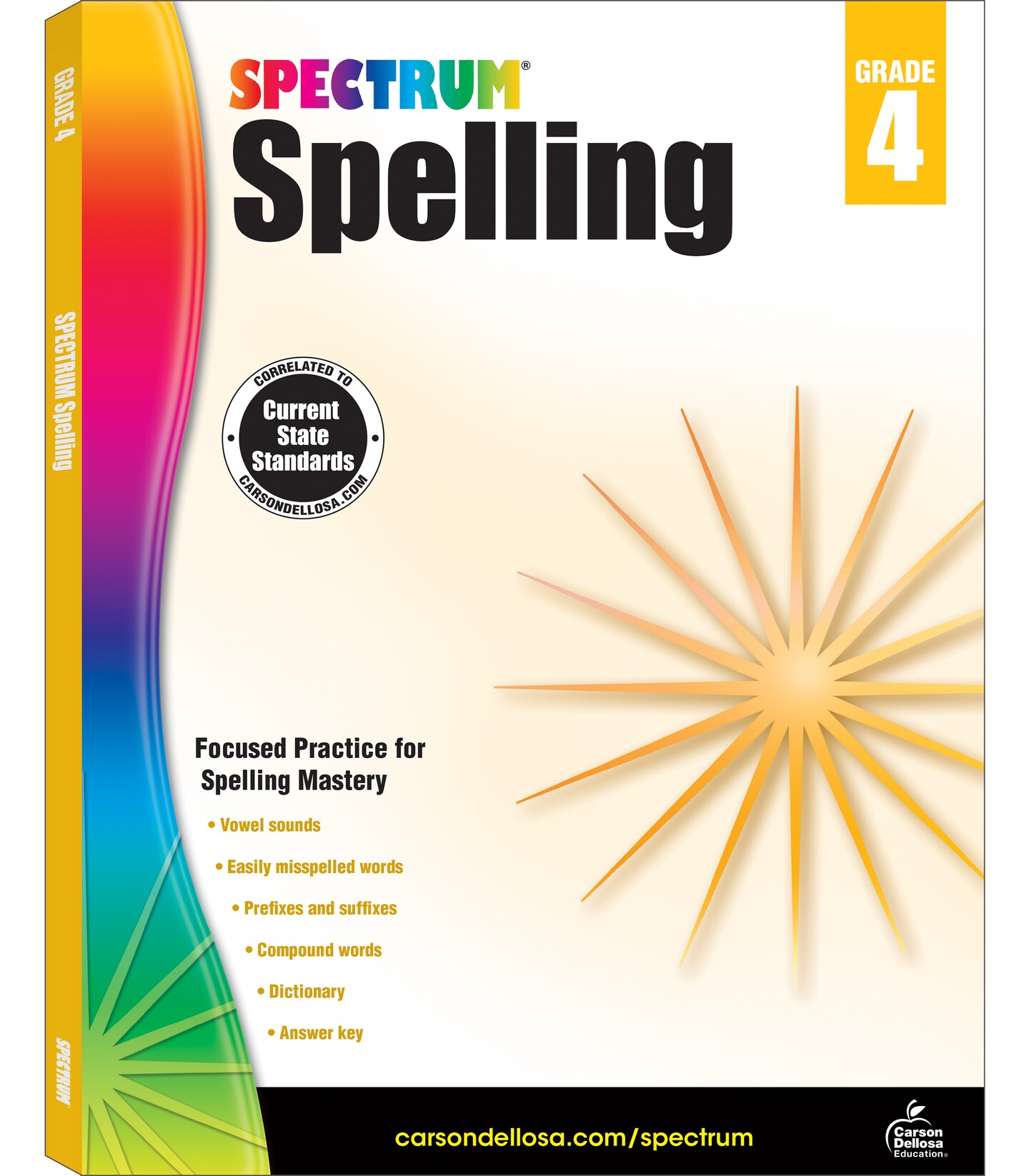 Spectrum Spelling Workbook Grade 4, Ages 9 to 10, 4th Grade Spelling Workbook, Handwriting Practice with Vowels, Diagraphs, Parts of Speech, and Grammar Workbook with English Dictionary - 208 Pages