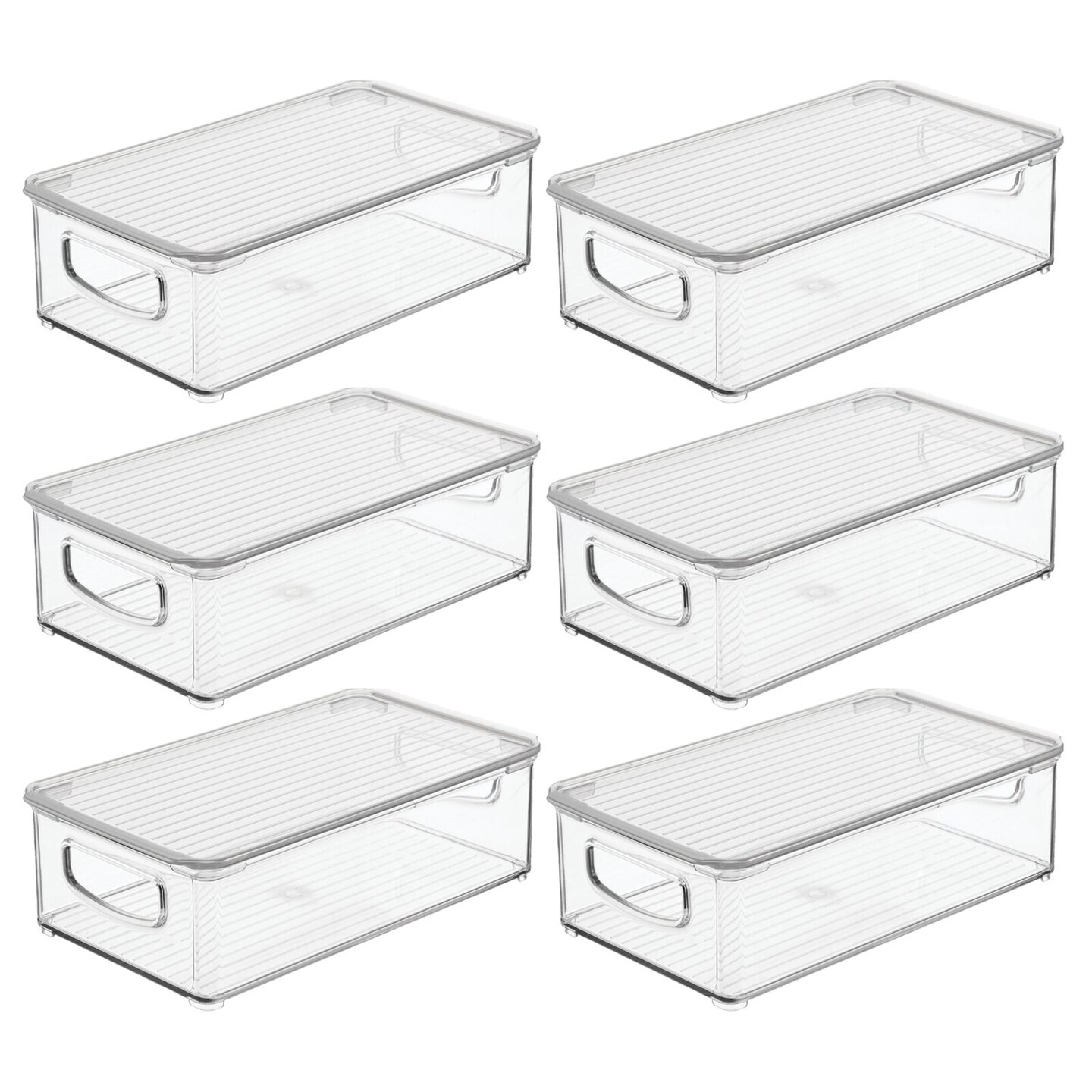 mDesign Plastic Storage Bin Box Container, Lid and Handles