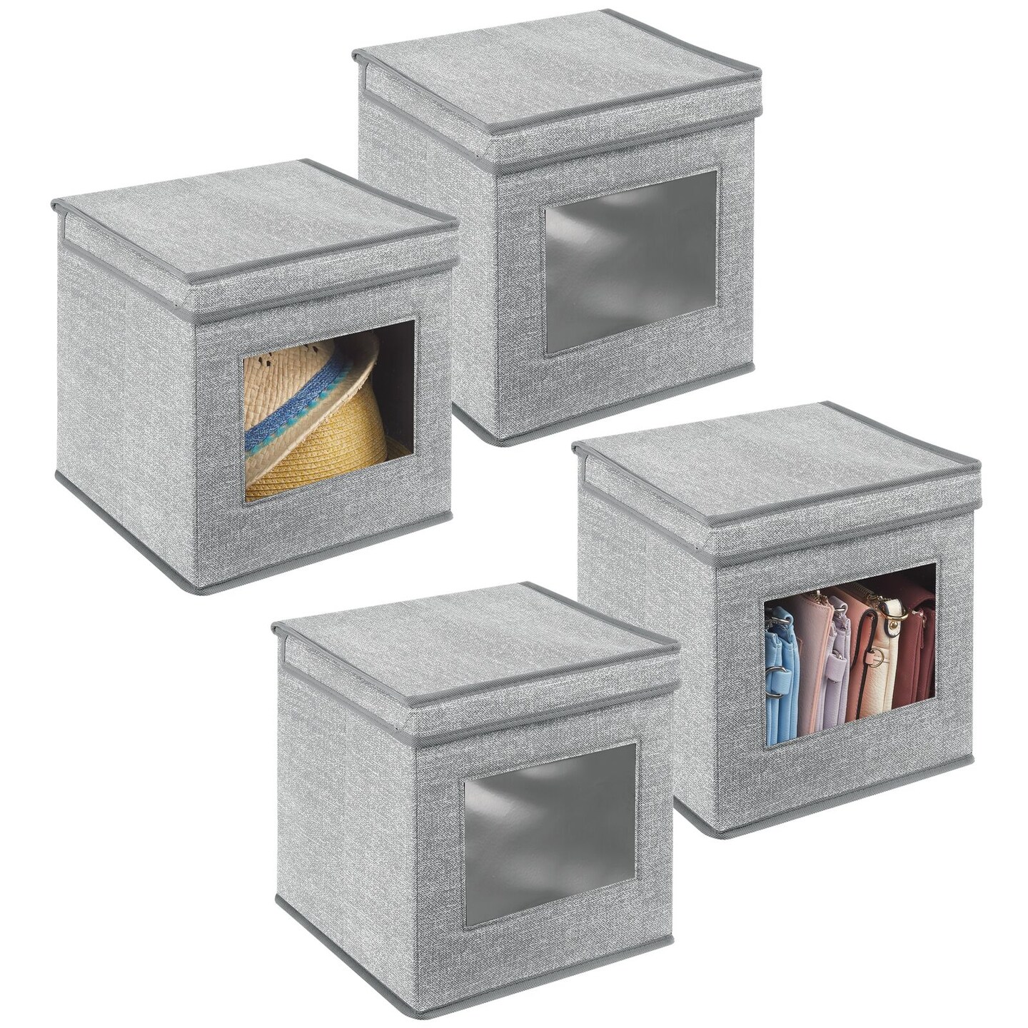 mDesign Fabric Stackable Cube Storage Organizer Box