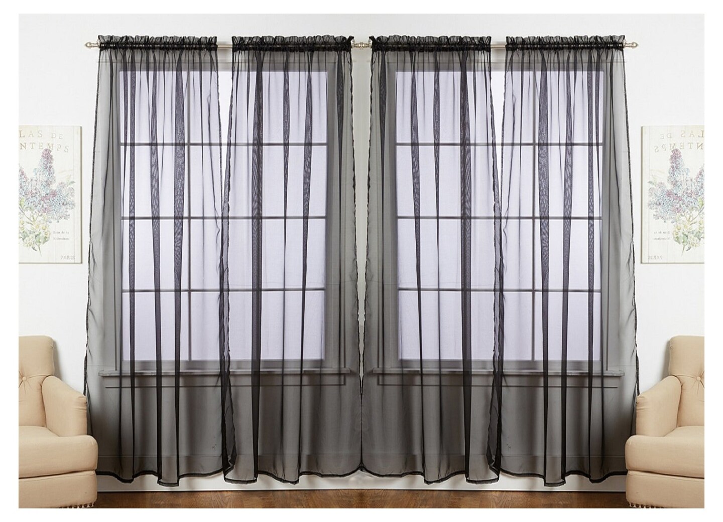 J&V TEXTILES 4-Pack Value: Solid Sheer Window Curtain Panels