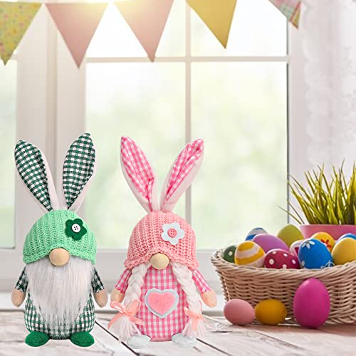 Easter Gnomes Decorations, 2 Pcs Plush Easter Bunny Handmade Swedish Tomte Elf Stuffed Doll Rabbit Gifts Cute Easter Faceless Dwarf Bunny Household Ornaments, Home Decor