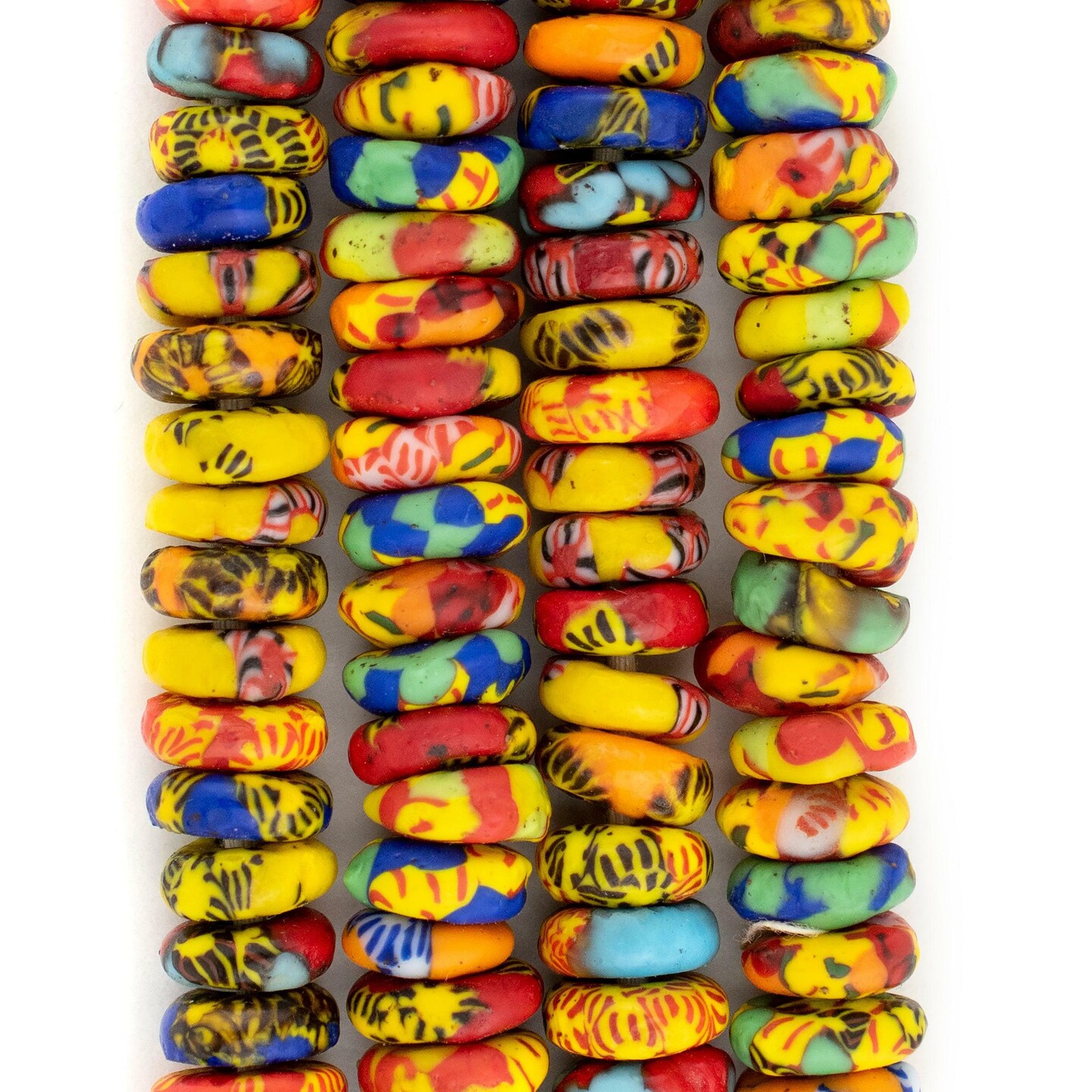 TheBeadChest Sunyani Medley Fused Rondelle Recycled Glass Beads (11mm)