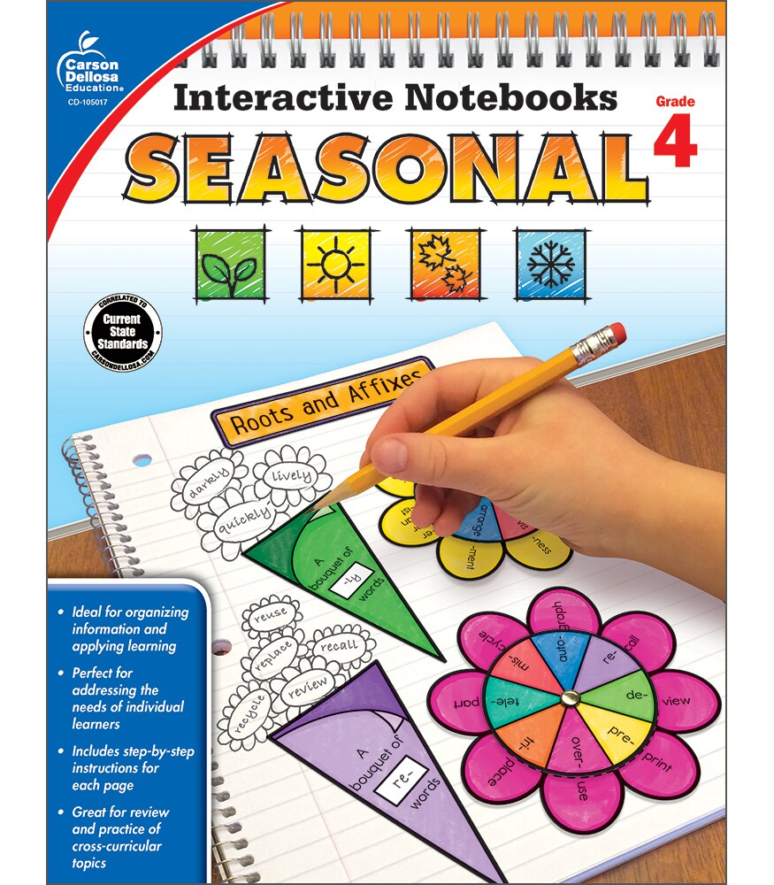 Carson Dellosa Interactive Notebooks Seasonal, Grade 4 Resource Book