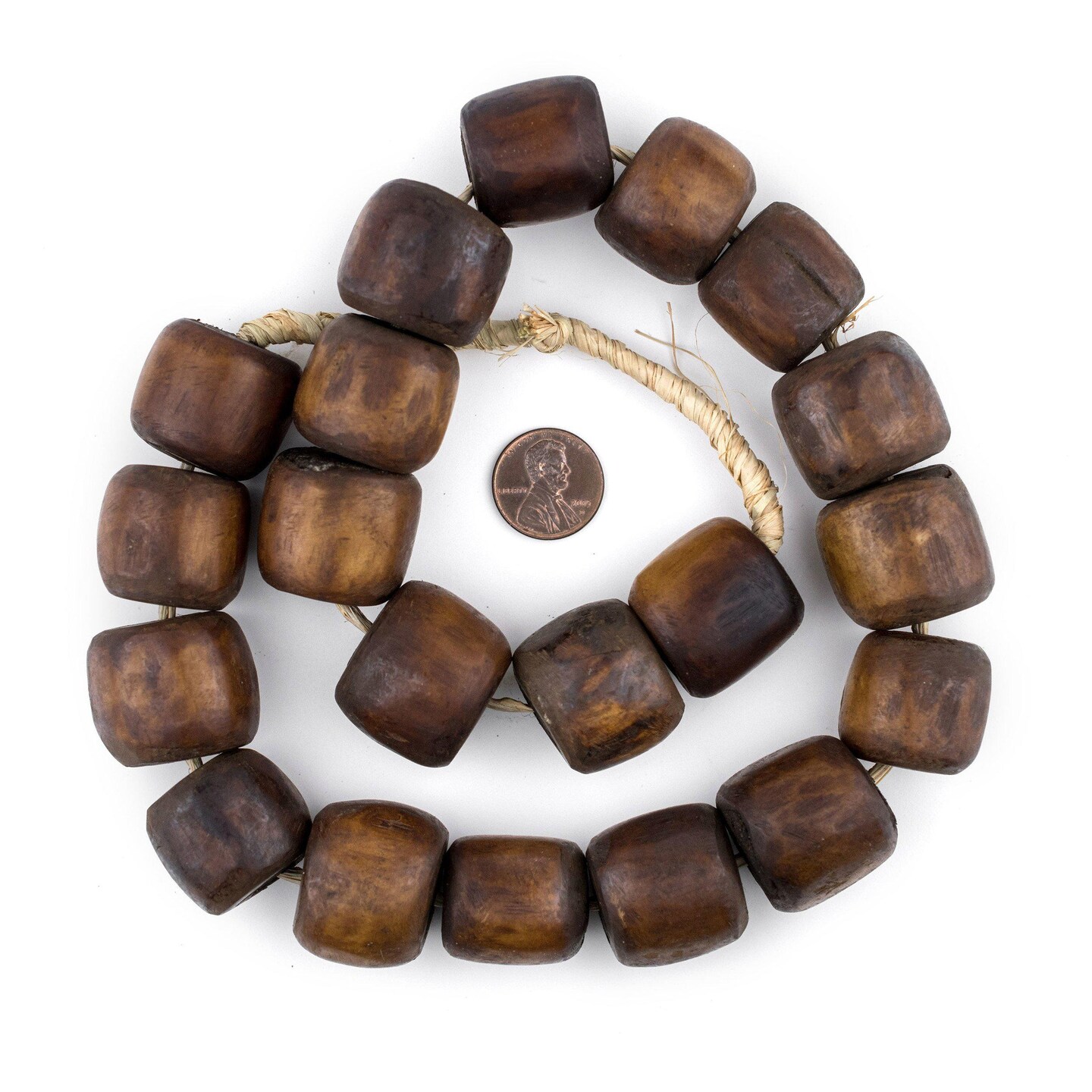 The Bead Chest Brown Bone Beads - Full Strand of Fair Trade African Beads (Barrel, Brown)