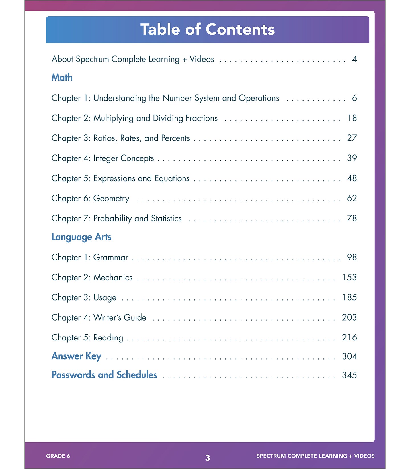 Spectrum Complete Learning + Videos 6th Grade Workbook All Subjects, Language Arts, Reading Comprehension, Writing, and Math Book for Kids Ages 11-12 With Video Tutorials