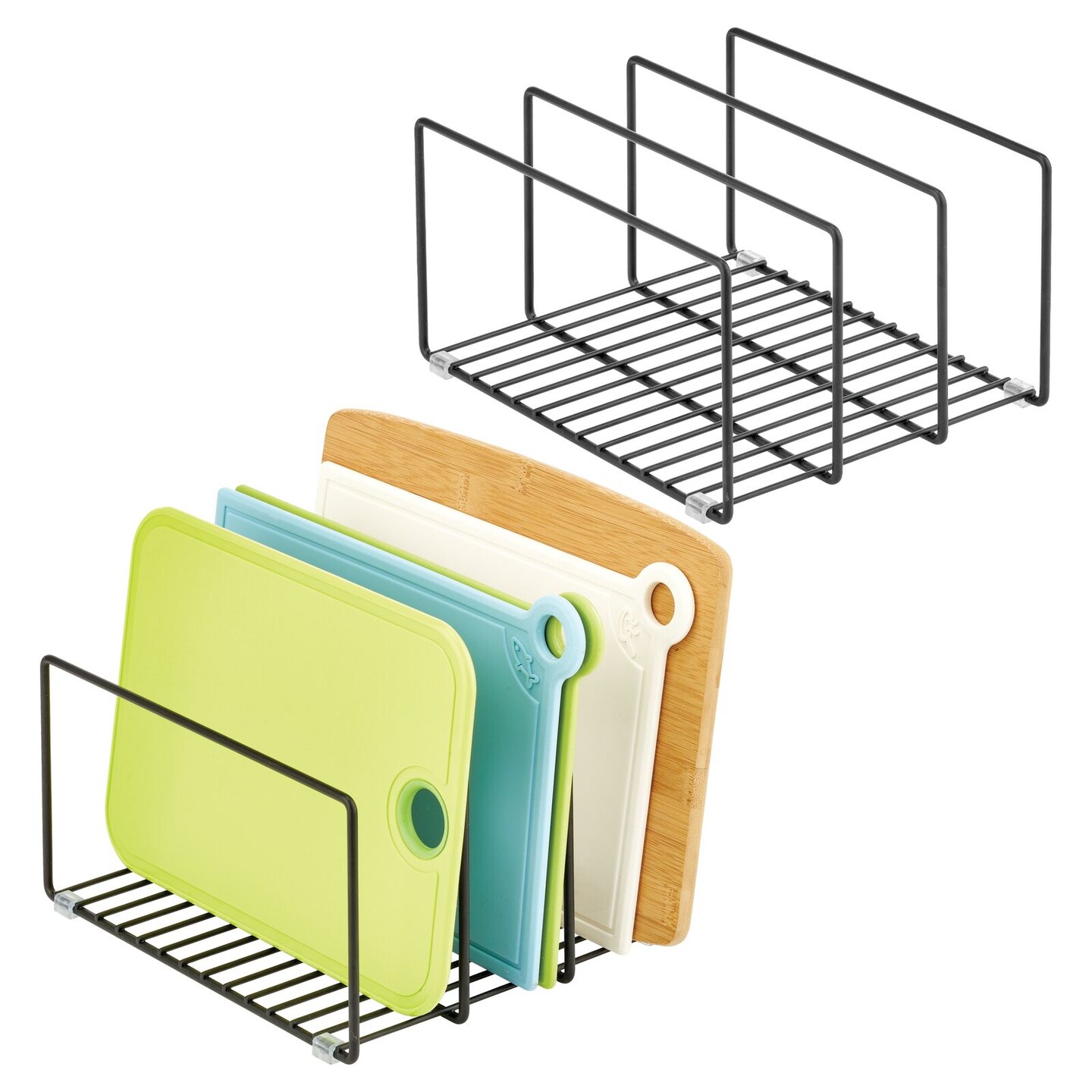 mDesign Steel Cookware Storage Organizer Rack for Kitchen - 2 Pack
