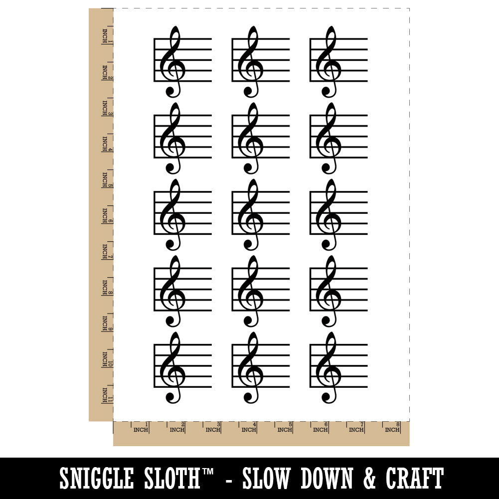Treble Clef on Staff Music Temporary Tattoo Water Resistant Fake Body Art Set Collection (1 Sheet)