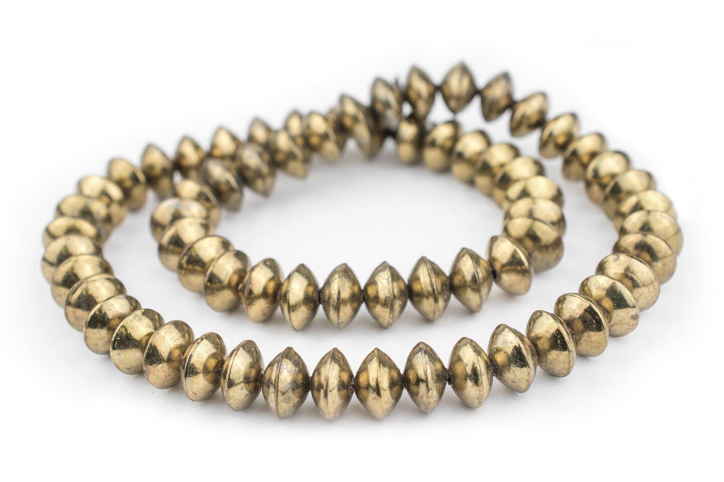The Bead Chest Ethiopian Brass Saucer Beads, Large Hollow Handmade Bicone Lightweight Crafts Supplies for Jewelry Making (14mm)