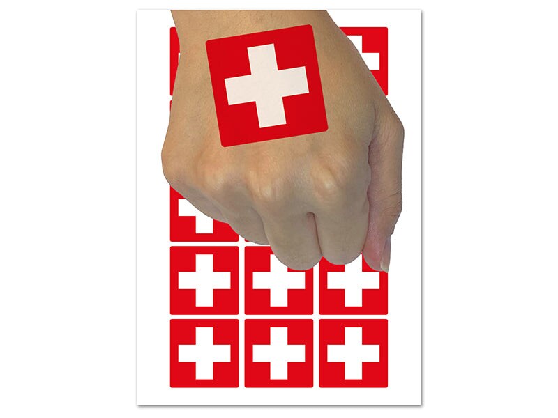 Switzerland Flag Temporary Tattoo Water Resistant Fake Body Art Set Collection (1 Sheet)