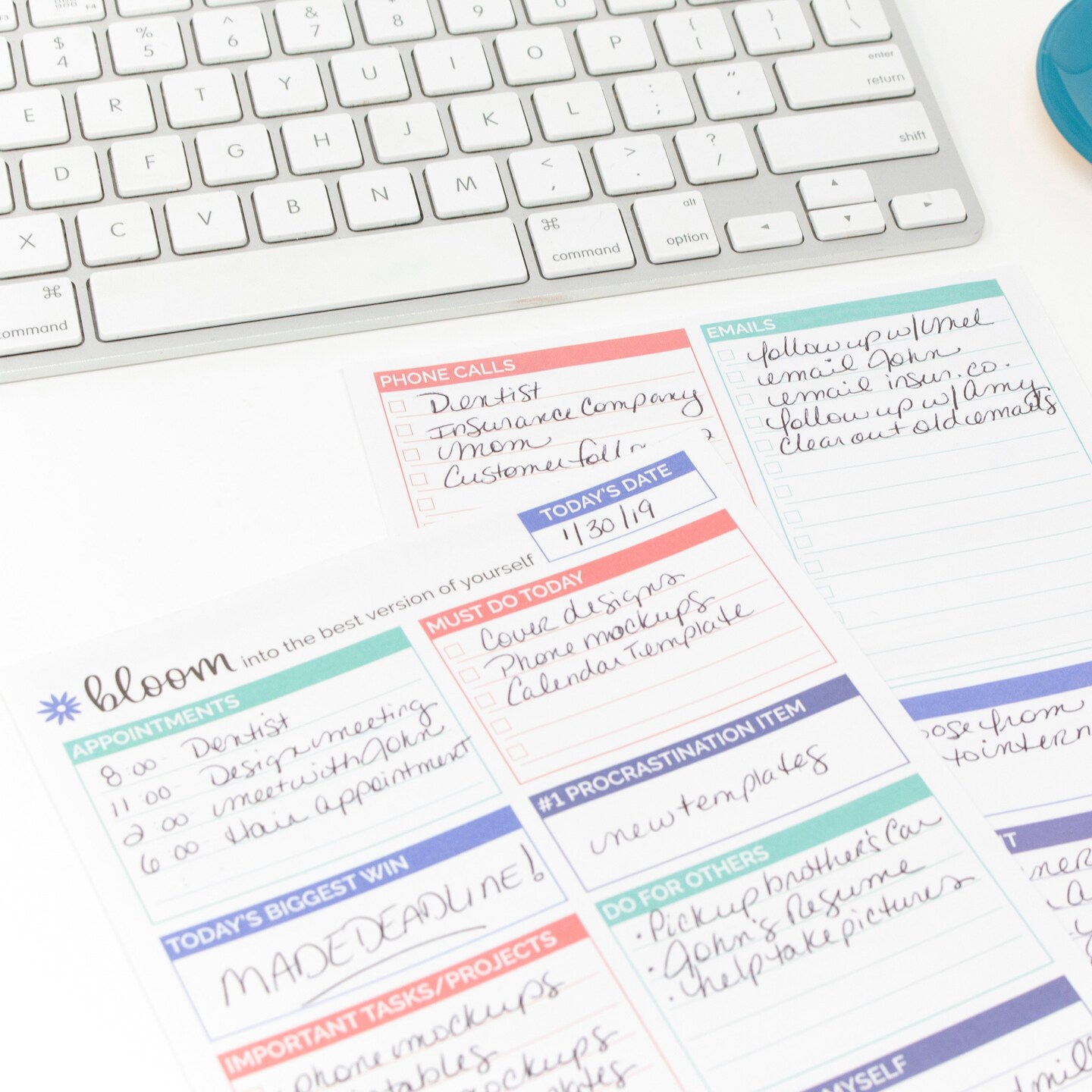 bloom daily planners Planning Pad, 6&#x22; x 9&#x22;, Double Sided Planning Pad, Teal