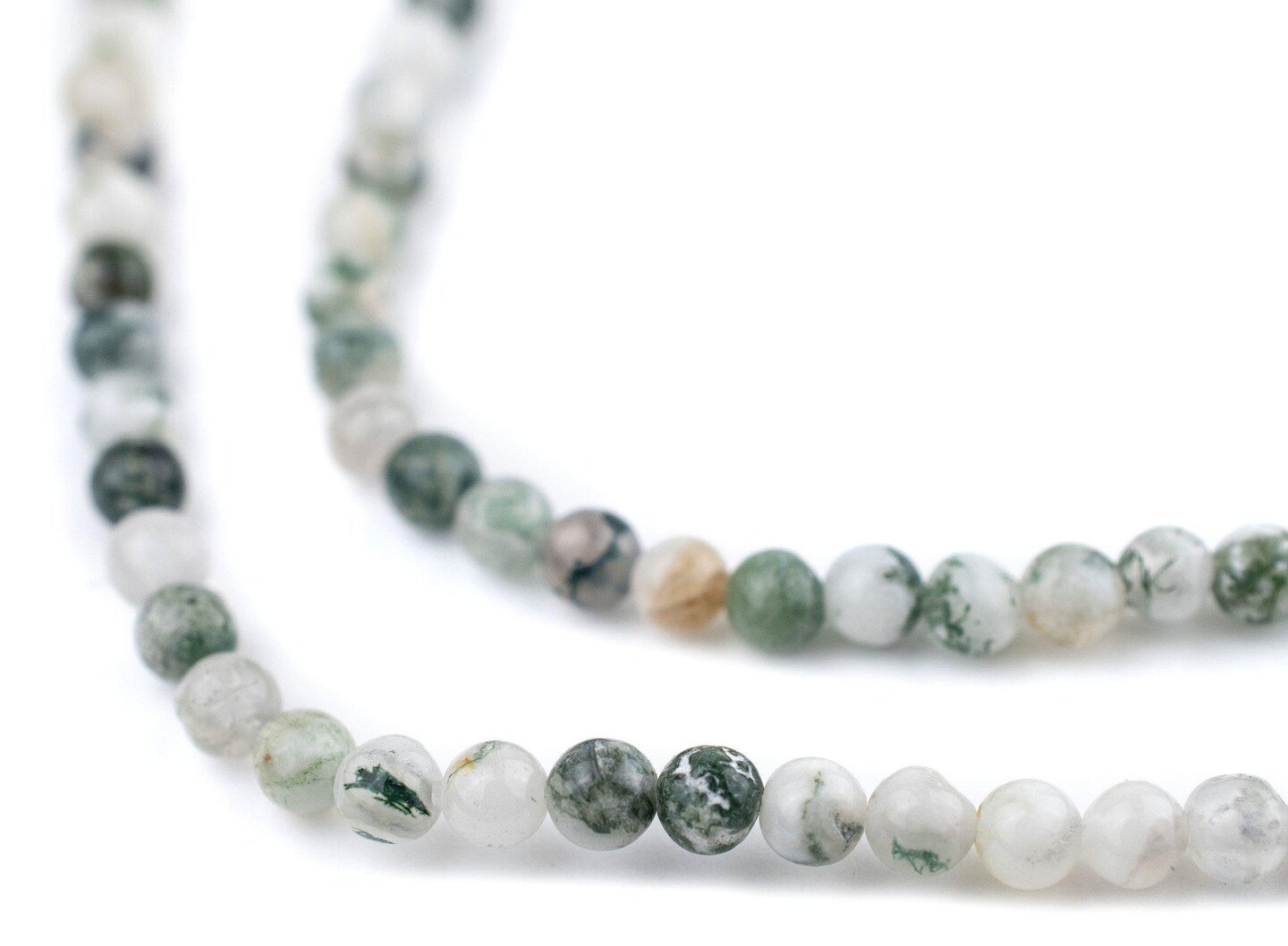 TheBeadChest Round Tree Agate Beads (4mm): Organic Gemstone Round Spherical Energy Stone Healing Power Crystal for Jewelry Bracelet Mala Necklace Making