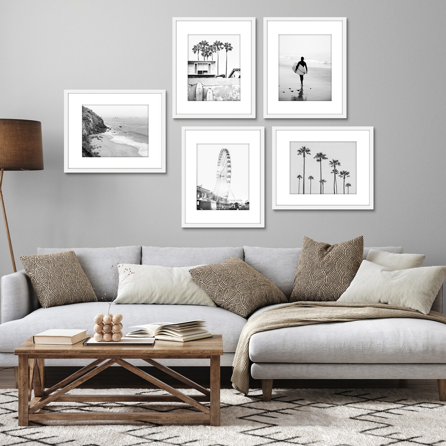 Americanflat Picture Frame Set with Mat - Set of 5 - Photo Frame Set of Five for Wall Display - Plexiglass Cover - Hanging Hardware