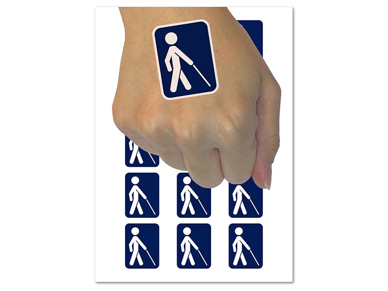 Blind Low Vision Impaired Disability Temporary Tattoo Water Resistant Fake Body Art Set Collection (1 Sheet)