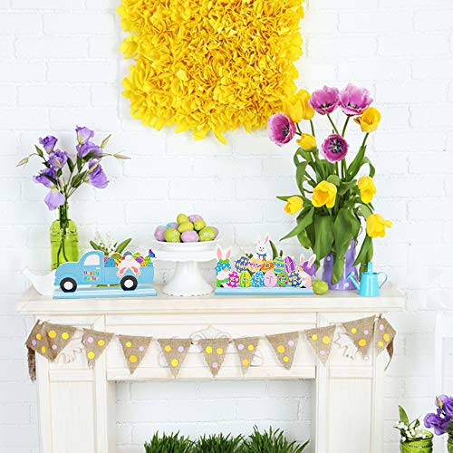 WATINC 3Pcs Easter Table Decorations Wooden Centerpiece Signs for Dining Room Table Easter Bunny for Spring Holiday Easter Party D&#xE9;cor Ornament Indoor Outdoor Garden Yard Lawn Party Supplies