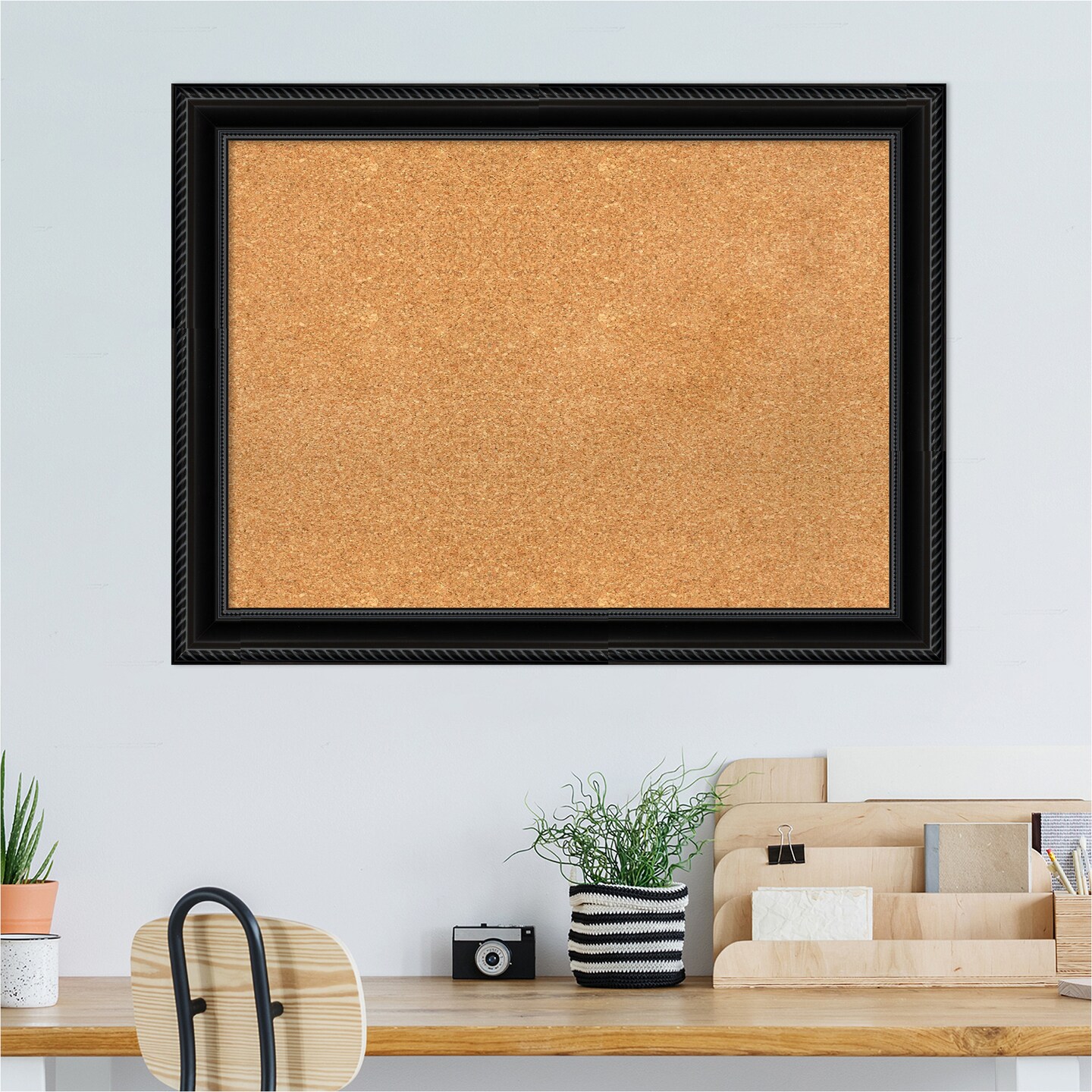 Corded Framed Corkboard, Natural Cork