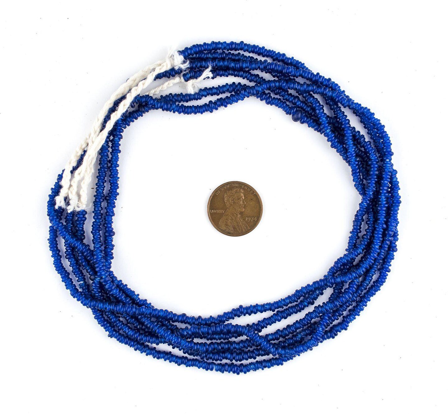 The Bead Chest Cobalt Blue 4mm Glass Heishi Beads - 23" Strand of Indonesian Java Spacer Beads for Crafts & Jewelry Making