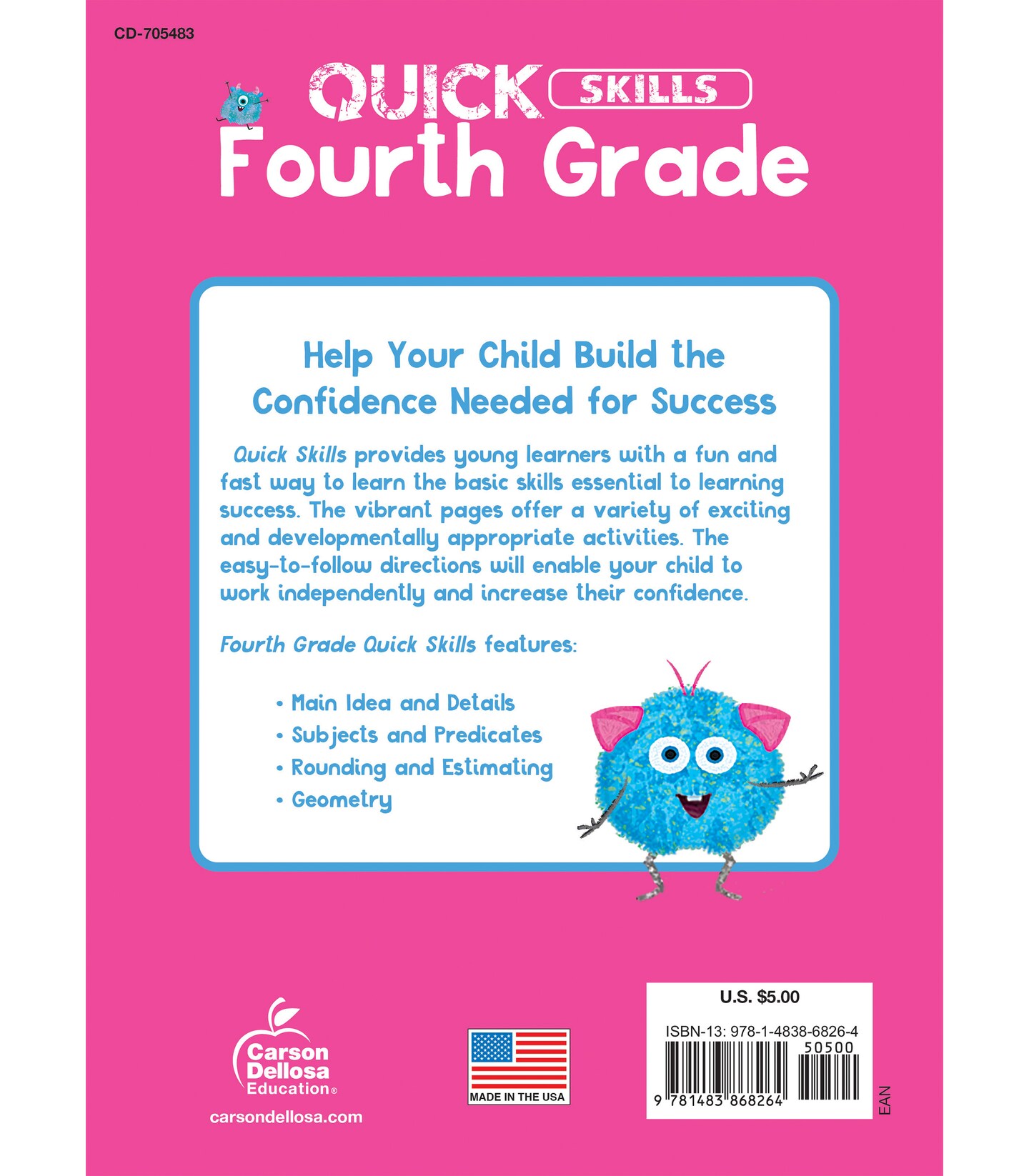 Carson Dellosa Quick Skills 4th Grade Workbooks All Subjects, Reading, Writing, ELA, Math Fourth Grade Workbooks, Main Idea &#x26; Details, Sentence Structure, Geometry, Classroom or Homeschool Curriculum