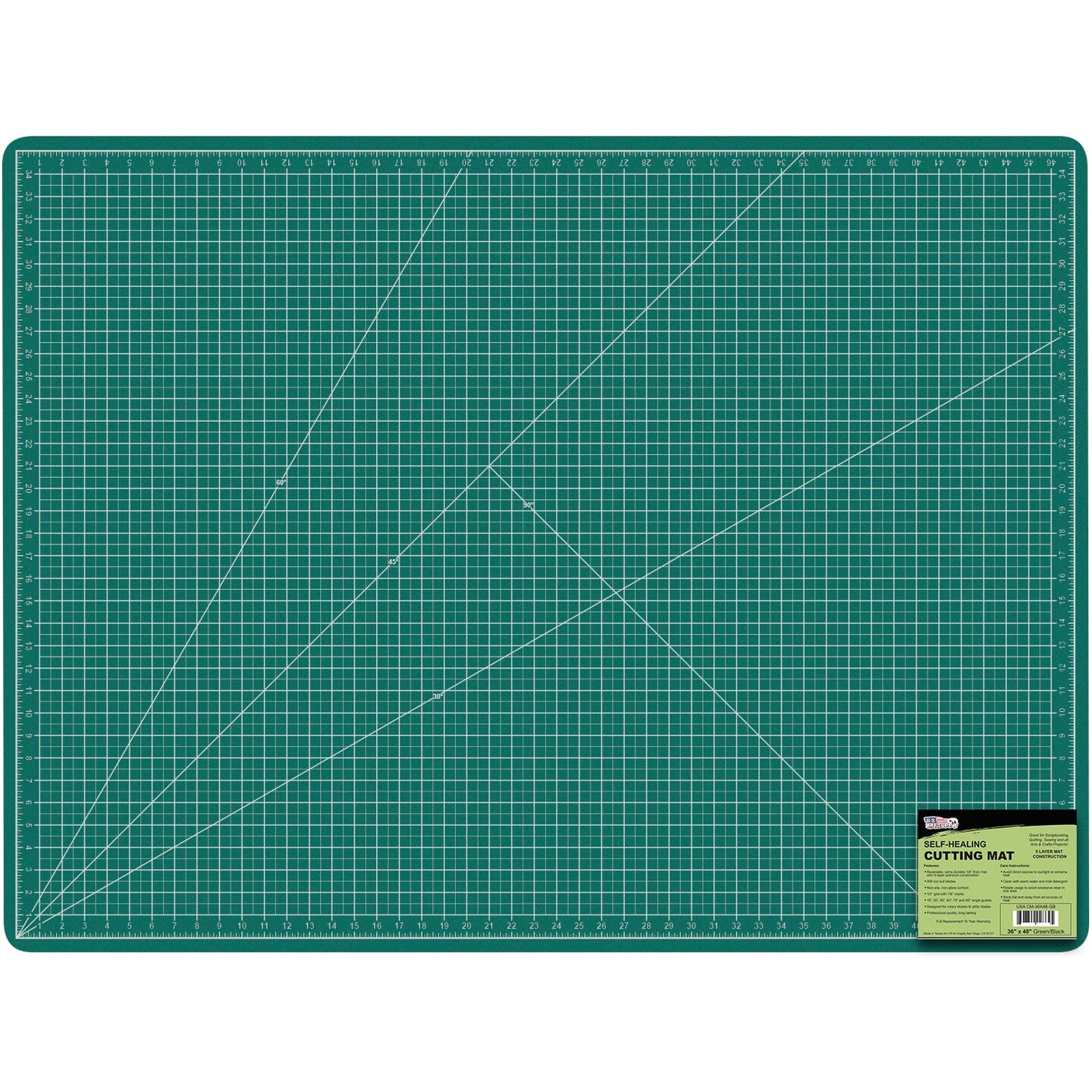 36" x 48" Green/Black Professional Self Healing 5Ply Double Sided Durable NonSlip Cutting Mat