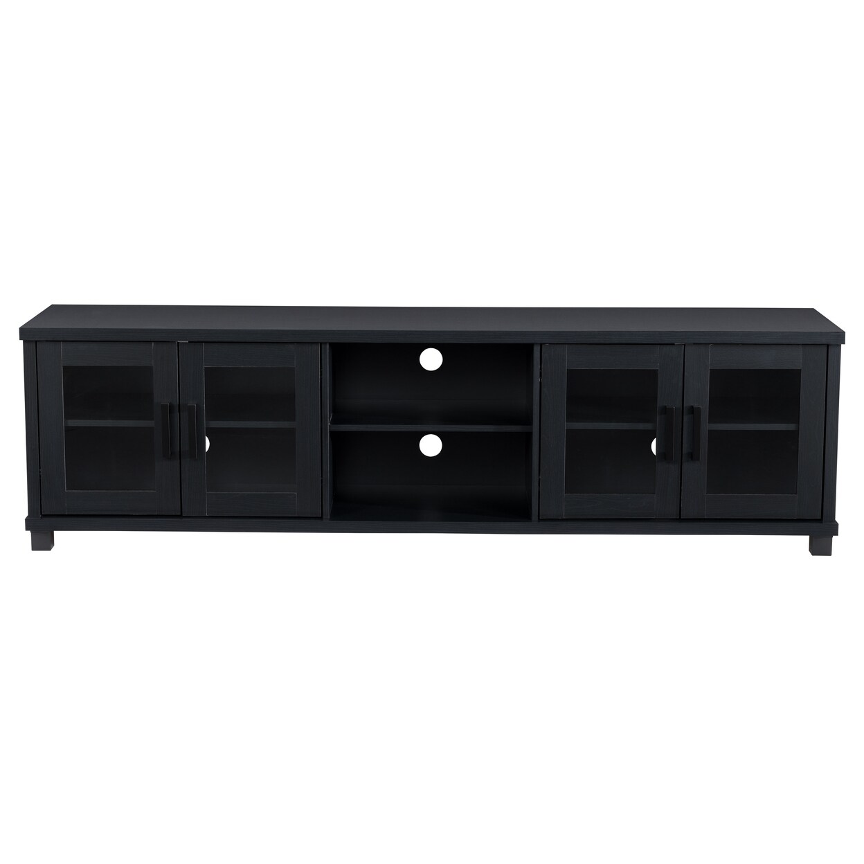 Corliving Fremont Tv Bench With Glass Cabinets For Tvs Up To 95&#x22;