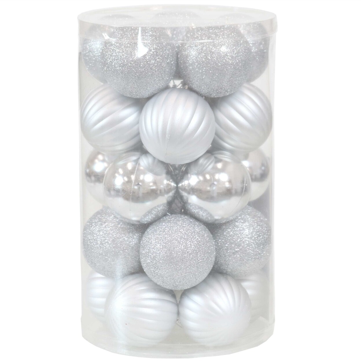 Sunnydaze Beautiful Bauble 25-Piece Christmas Ornament Balls - Silver