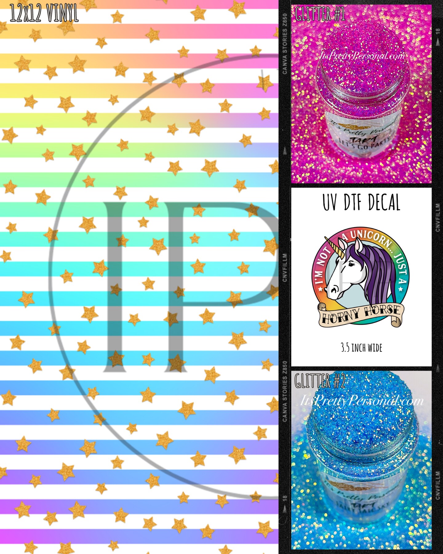 Match Maker Kit #5- Horny Horse (UV DTF+VINYL+2 GLITTER COLORS)