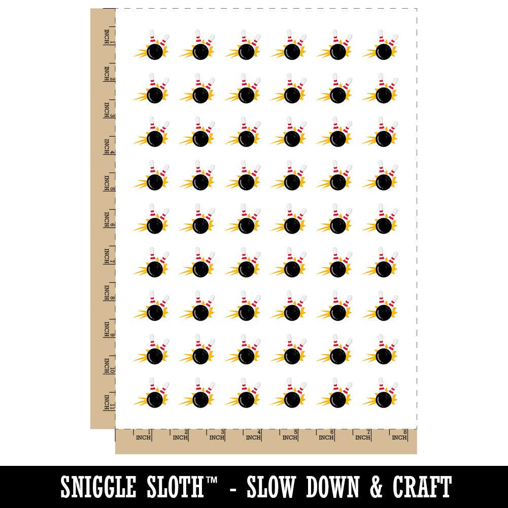 Bowling Ball Knocking Down Pins Temporary Tattoo Water Resistant Fake Body Art Set Collection (1 Sheet)