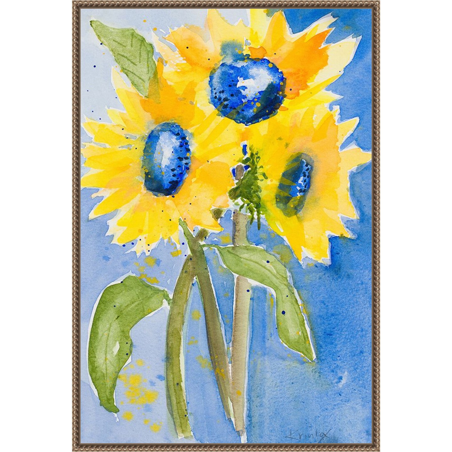 Sunflowers by Krinlox Framed Canvas Wall Art