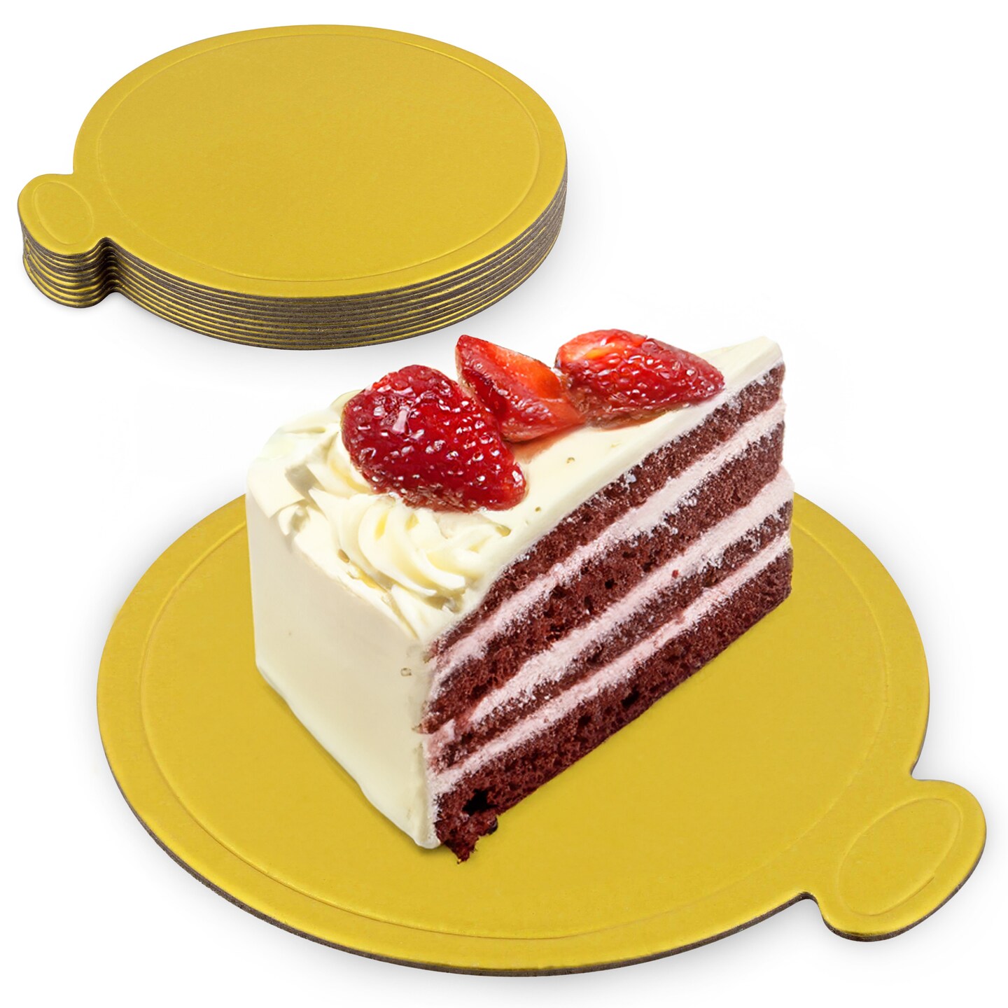 Spec101 Mini Round Cake Boards Bulk 100pk - 3.5in Cake Drum Gold Serving Plates