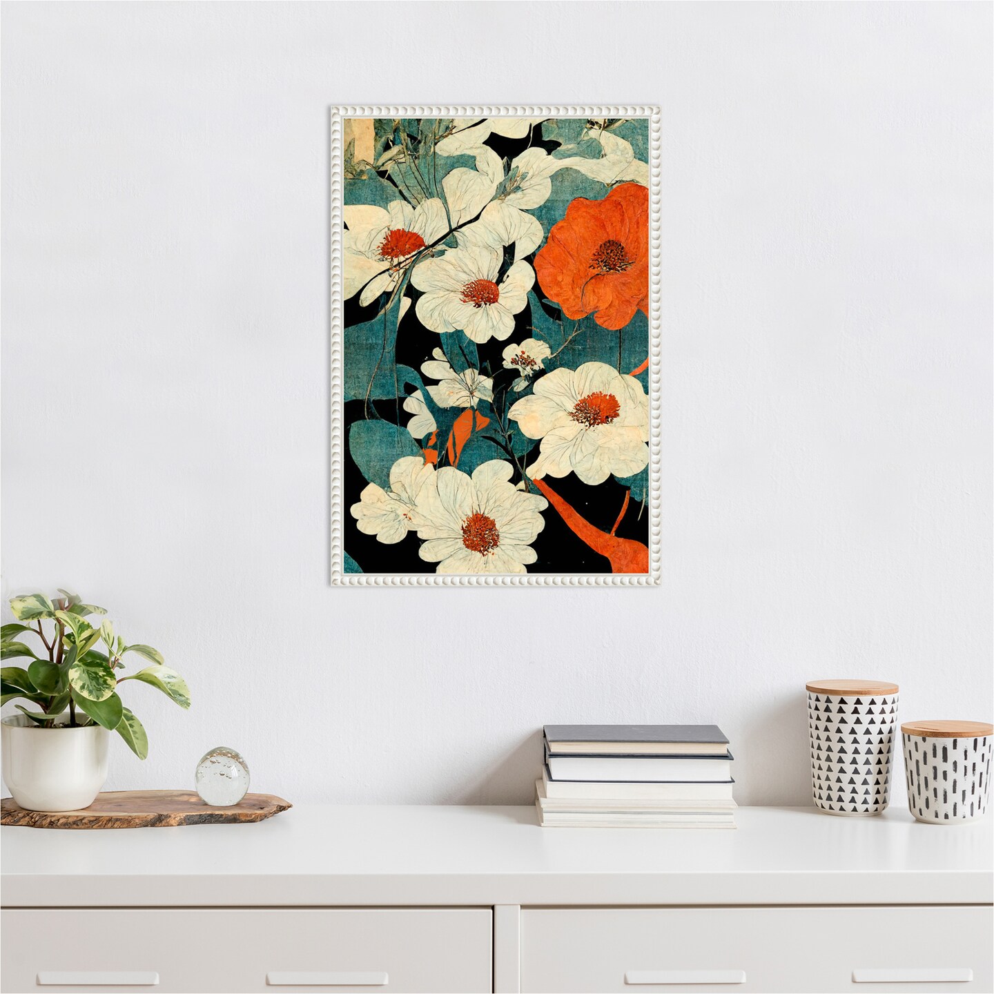 Asian Flowers by Treechild  Framed Canvas Wall Art