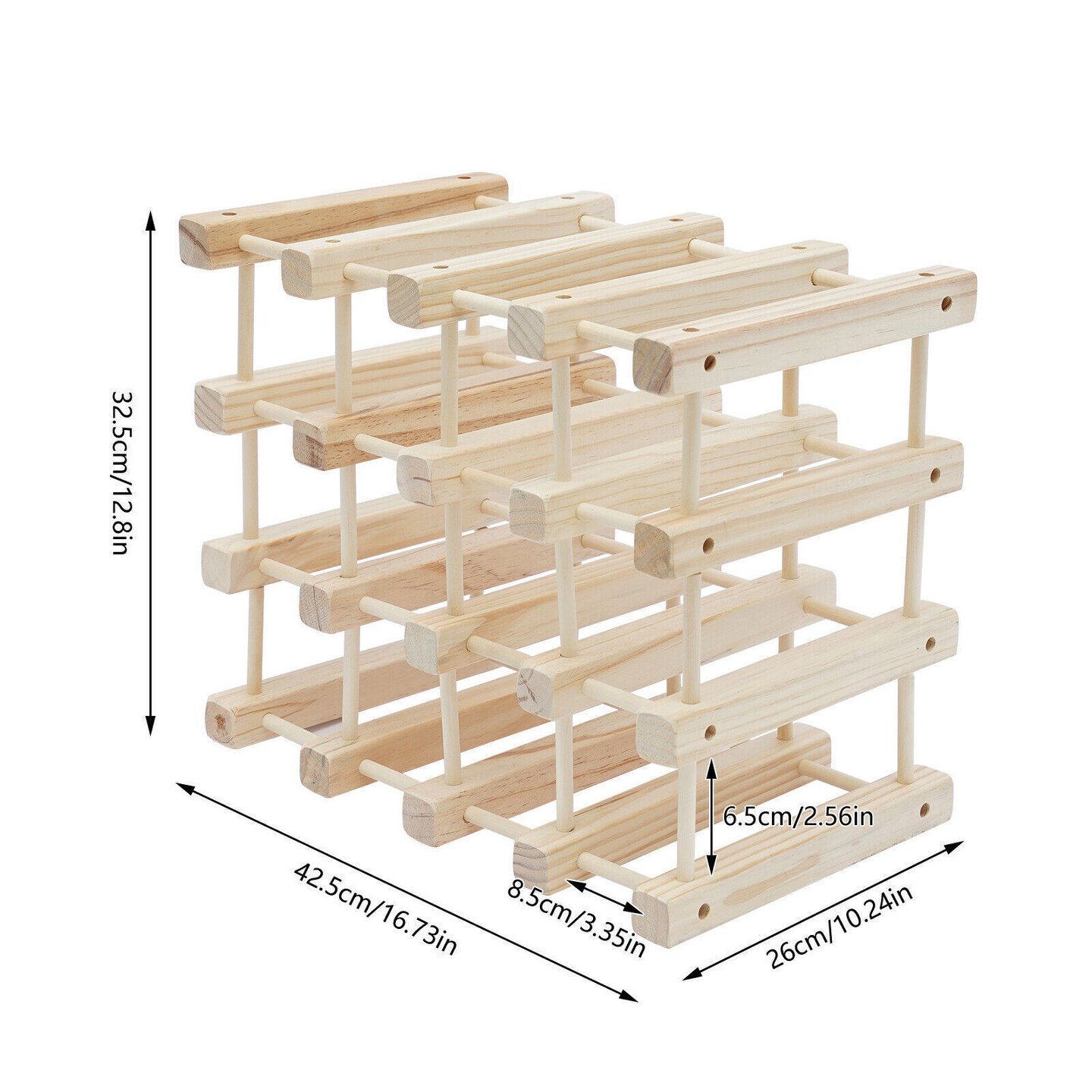 Kitcheniva 4-Tier Stackable 16 Bottles Solid Wood Wine Rack