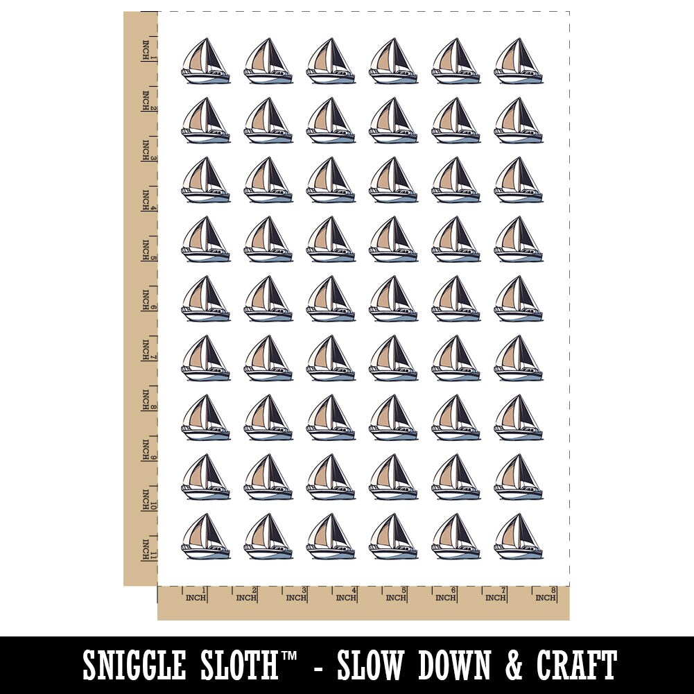 Simple Sailboat on Ocean Water Temporary Tattoo Water Resistant Fake Body Art Set Collection (1 Sheet)