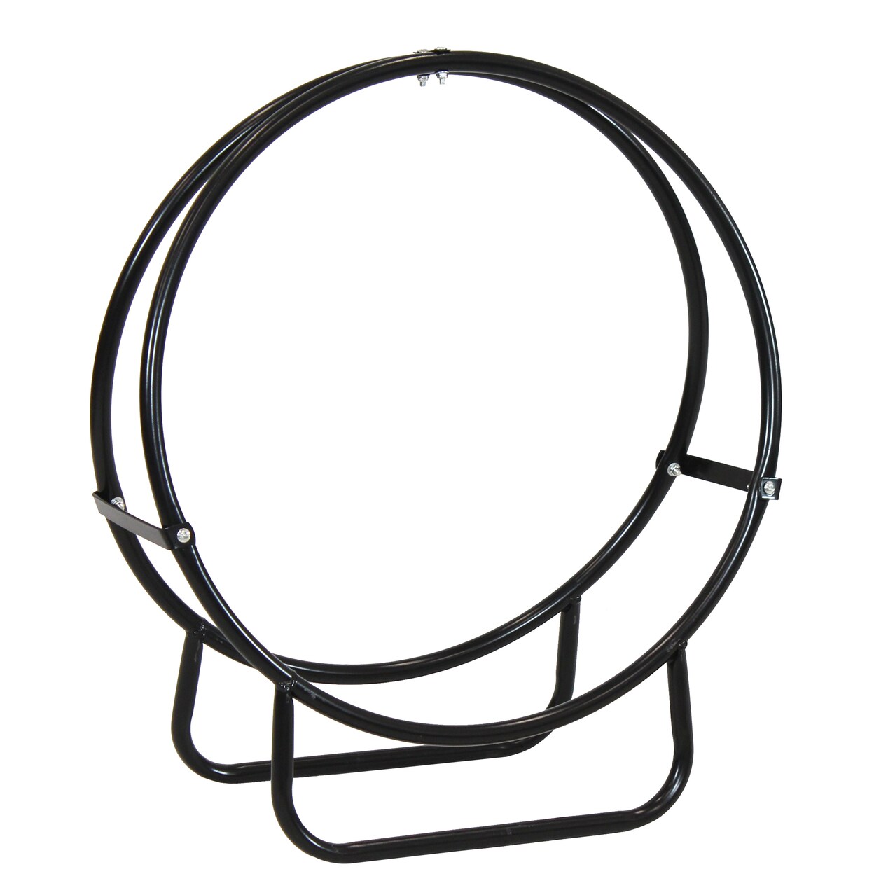 Sunnydaze 24 In Black Powder-Coated Steel Firewood Log Hoop Rack