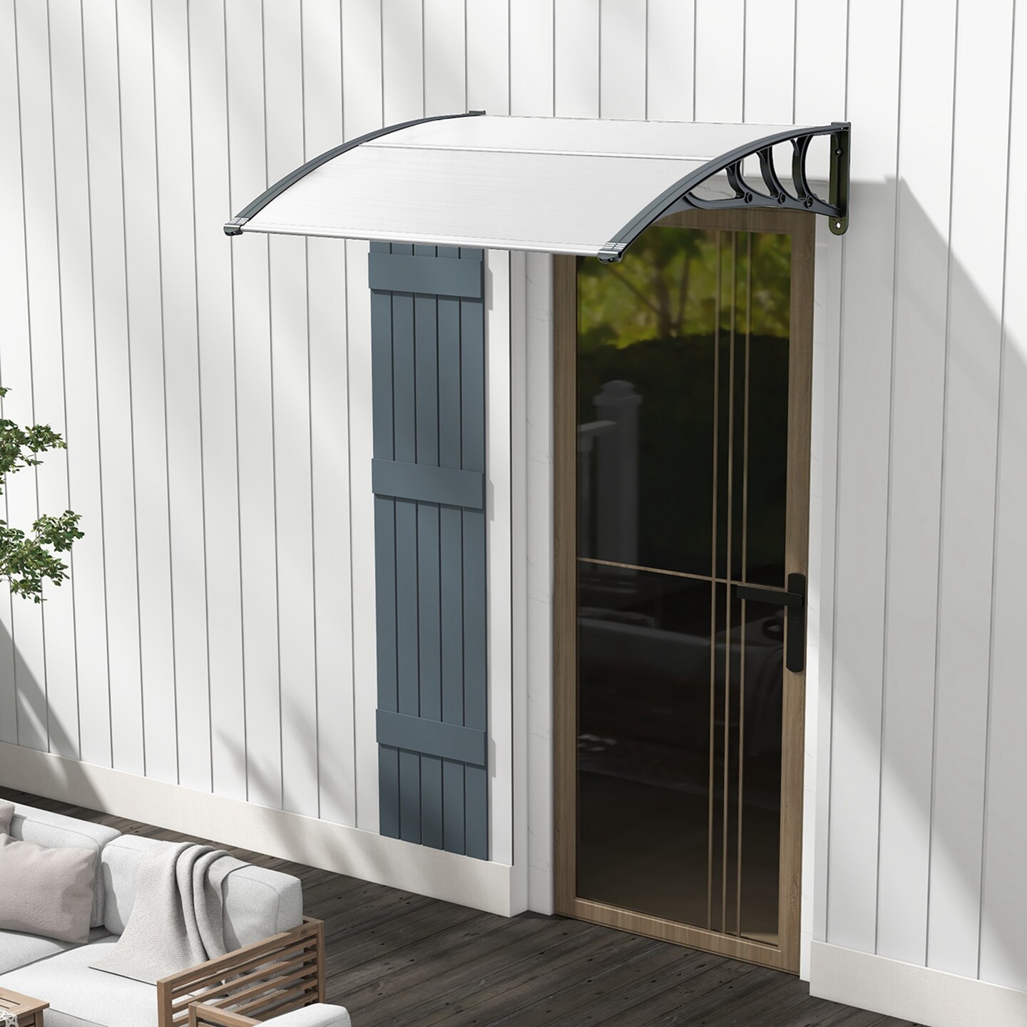 Costway 48" x 40" Window Outdoor Awning Door Canopy Exterior Awning Canopy Black/Grey