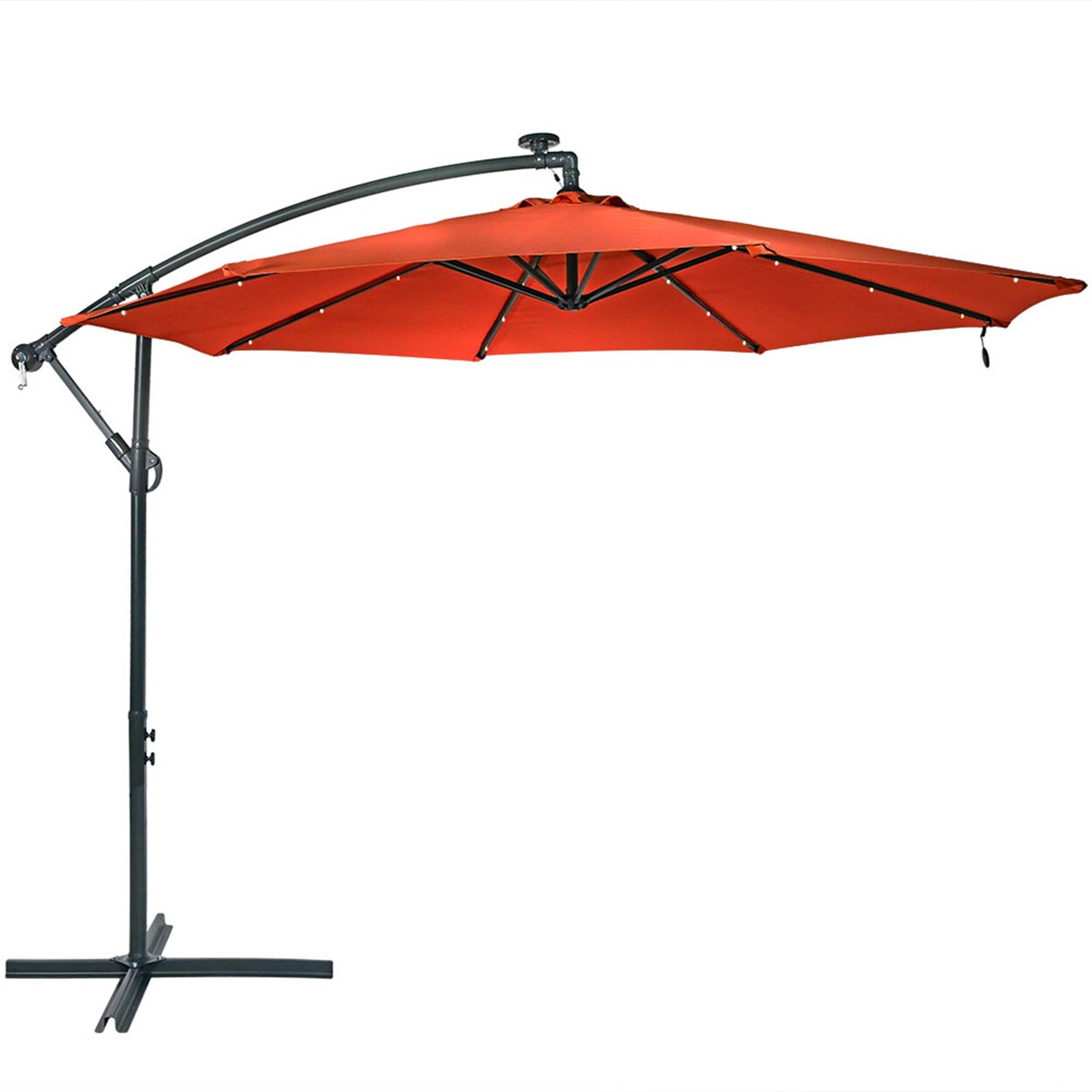 Sunnydaze 10 Ft Solar Offset Steel Patio Umbrella With Crank - Burnt Orange