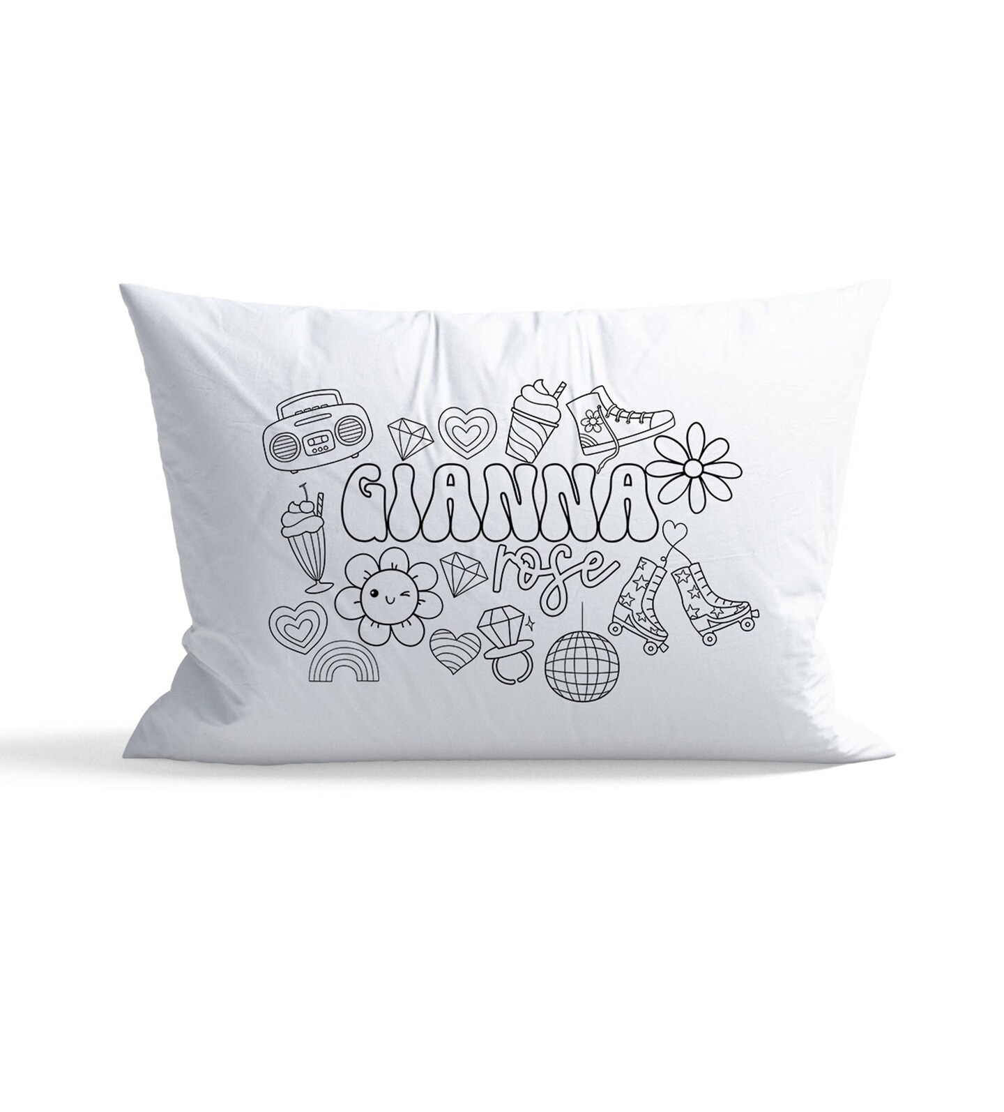 Color Your Own Pillowcase, Retro 90s Color Me Coloring Pillowcase, Pillow Covers for Kids, Personalized Name Slumber Party Pillow Case