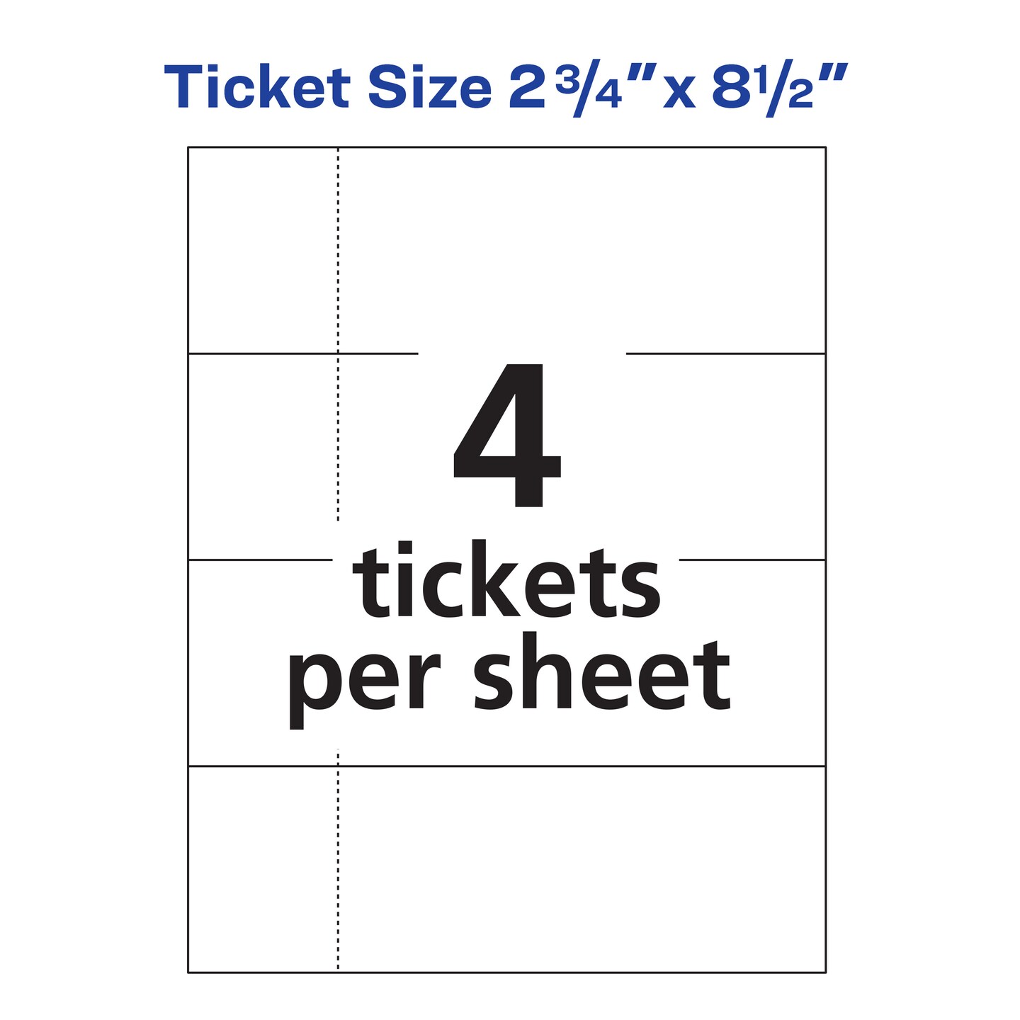Avery Printable Tickets with Stubs, 2-3/4" x 8-1/2", Laser/Inkjet, 100 Blank Tickets (16430)