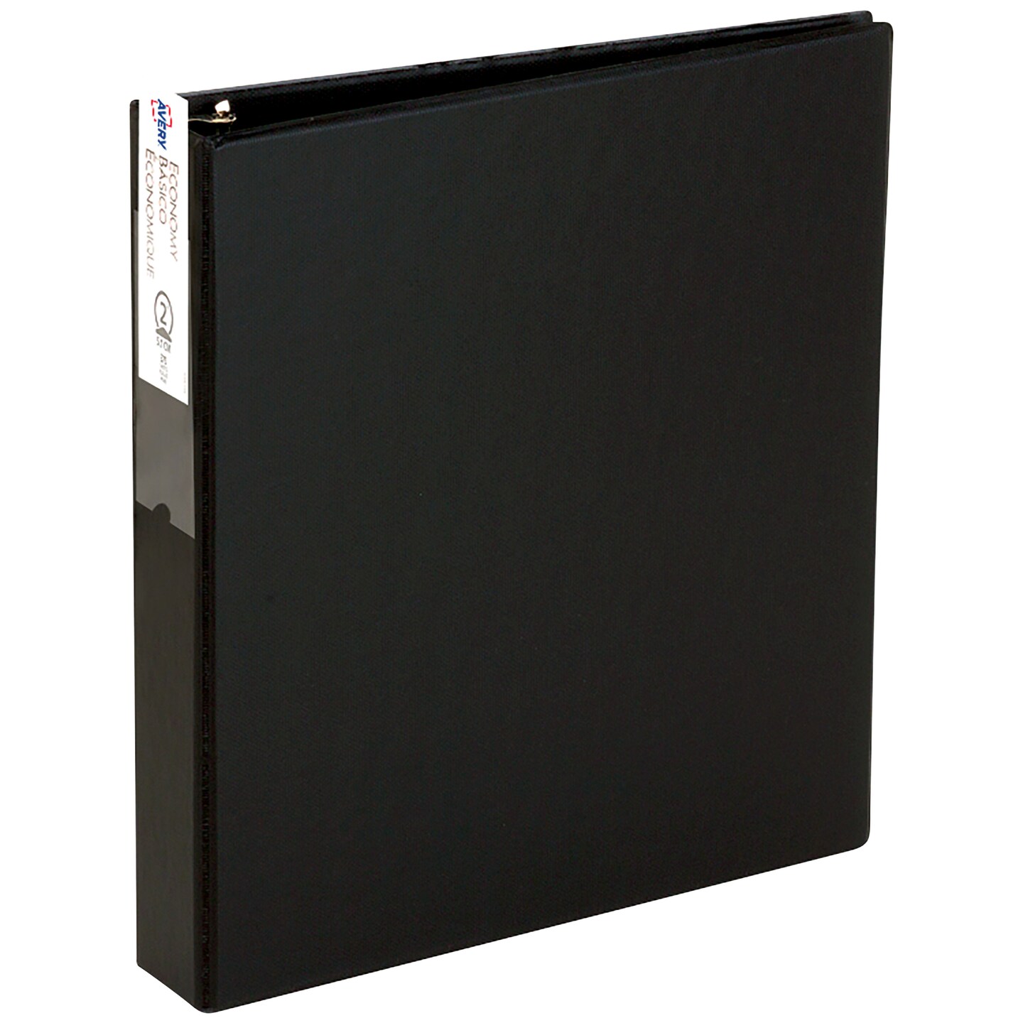 Avery Economy 3 Ring Binder, 3" Round Rings, Label Holder, 1 Black Binder (04601)