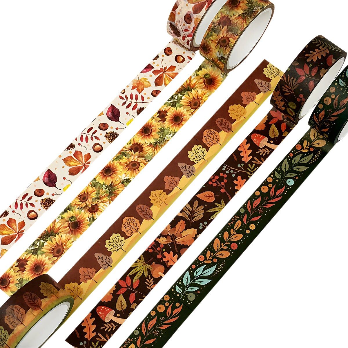 Wrapables Decorative Washi Tape for Scrapbooking, Stationery, Diary, Card Making (10 Rolls), Autumn Day