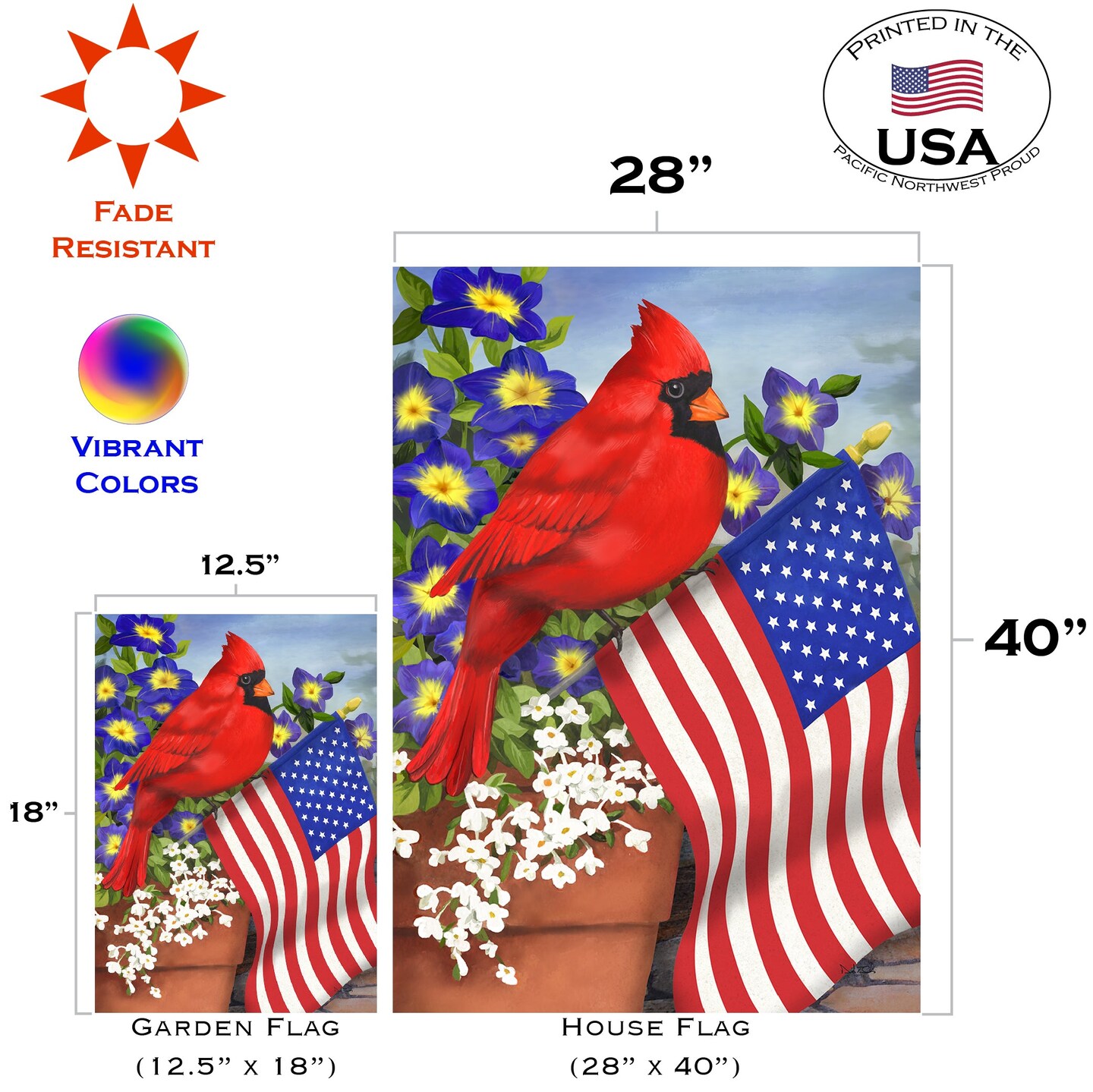 American Cardinal Decorative Patriotic Flag