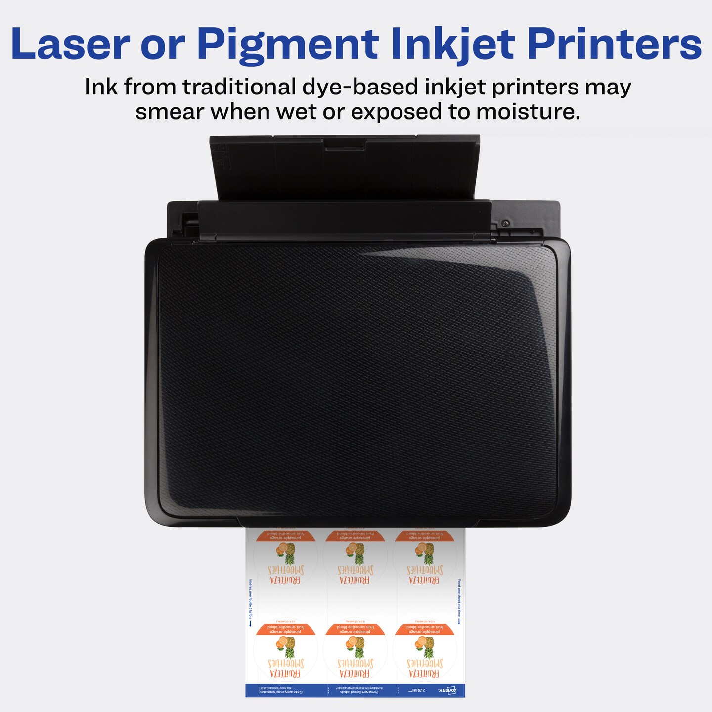 Avery Durable Waterproof Oil-Resistant Film Labels with Sure Feed Technology, 2" x 2" Square, Laser/Pigment-Inkjet, 120 Labels (64503)