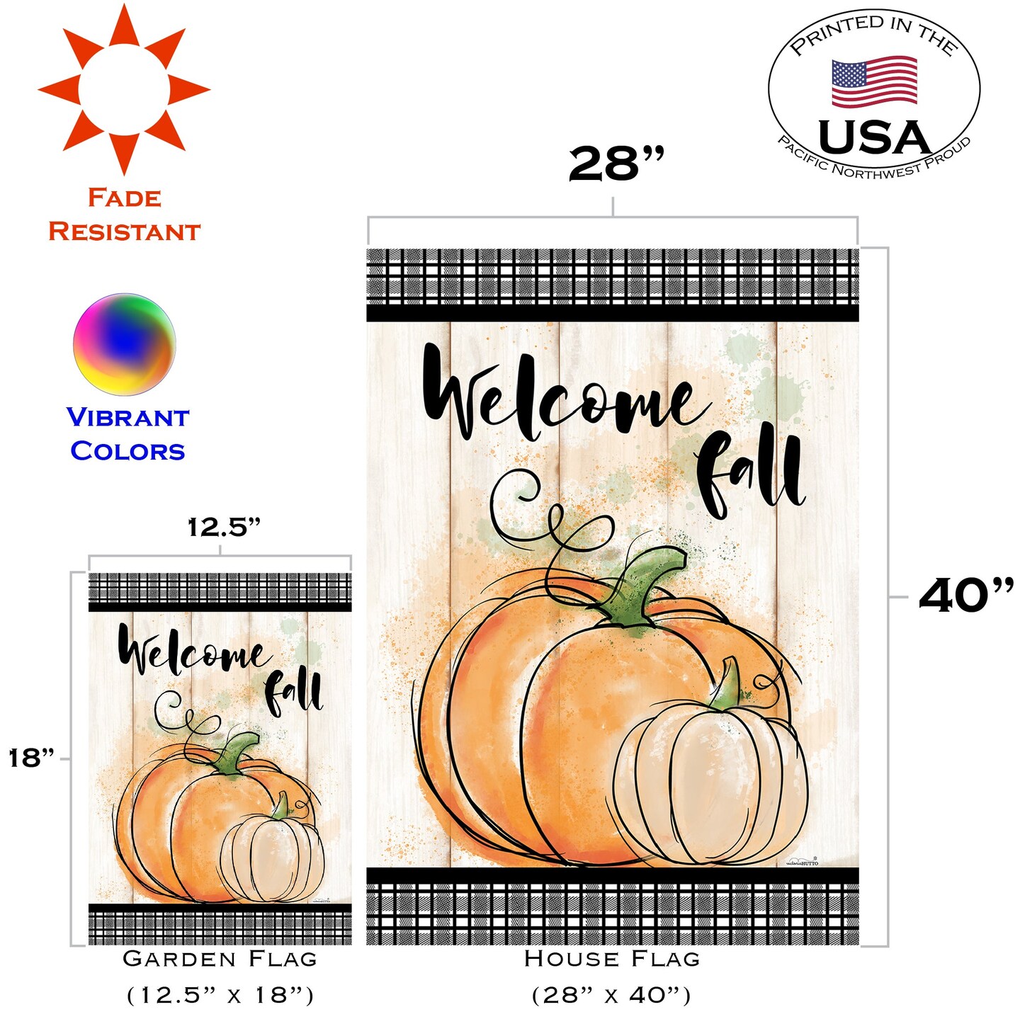 Welcome Farmhouse Pumpkins Decorative Fall Double Sided Flag