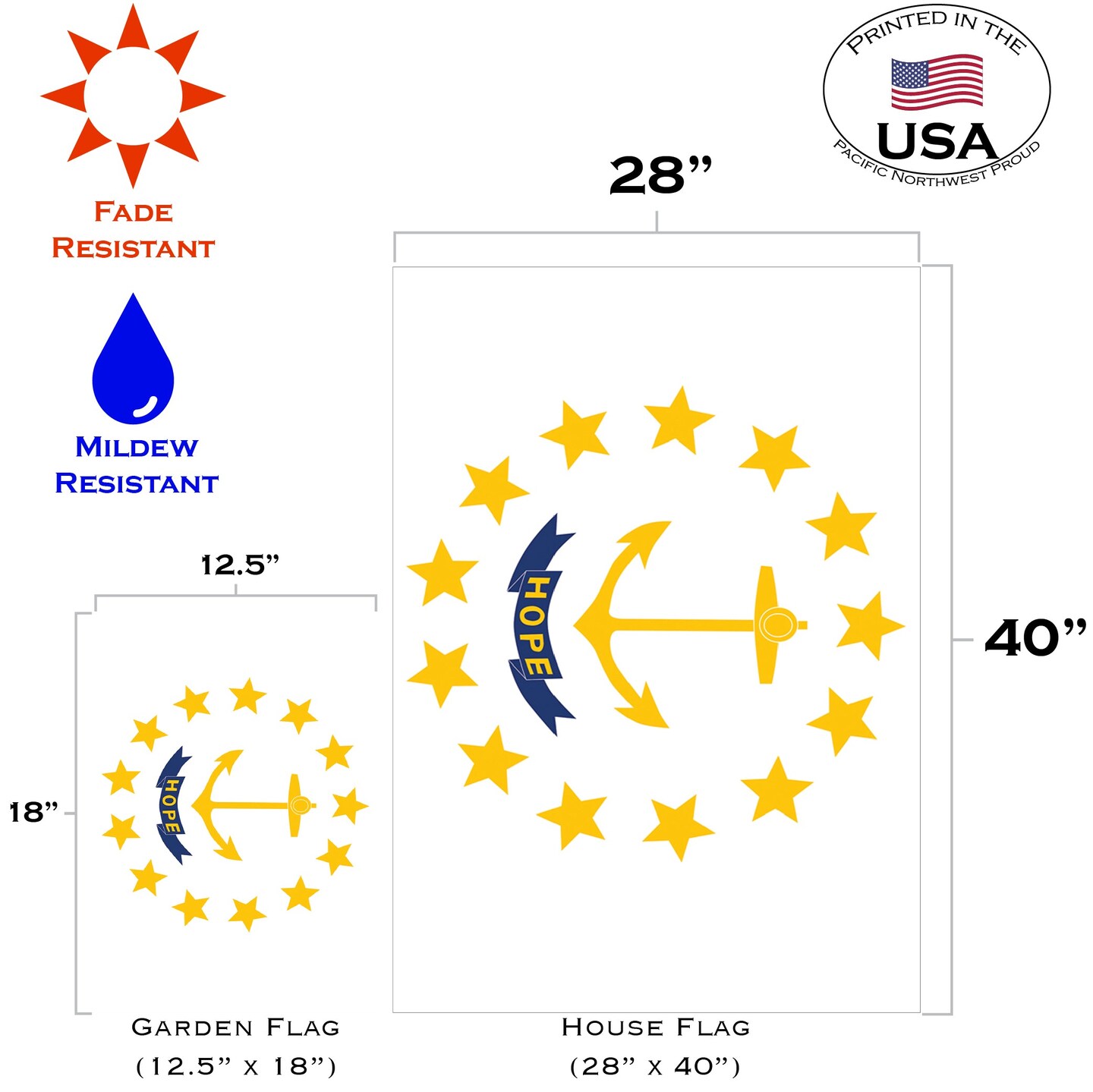 Rhode Island State Flag Decorative  Flag