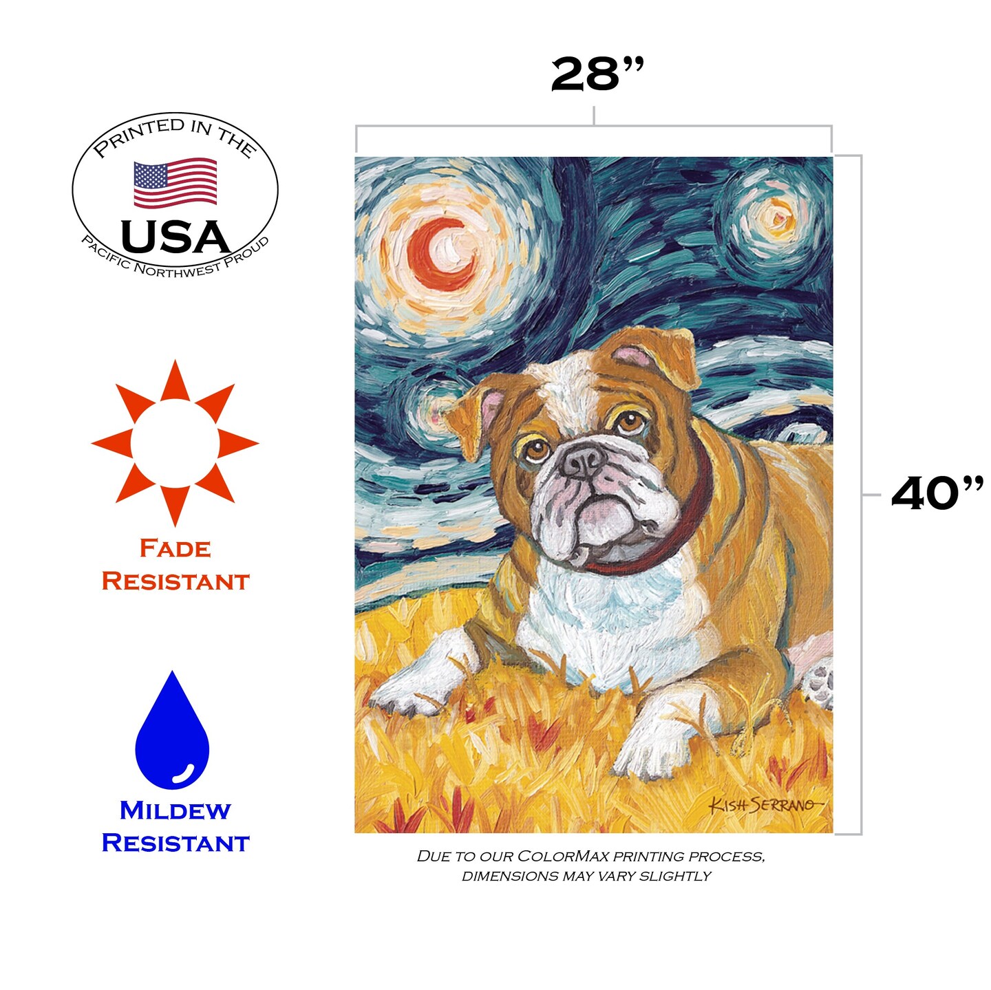 Van Growl-Bulldog Decorative Dog Flag