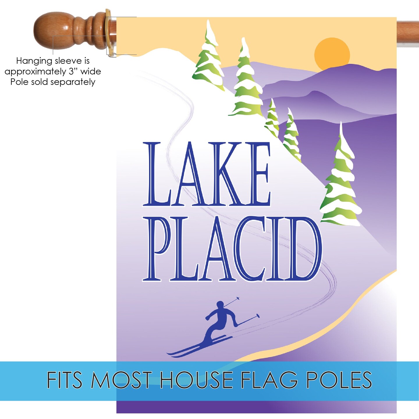 Ski Lake Placid Decorative Lake Placid Flag