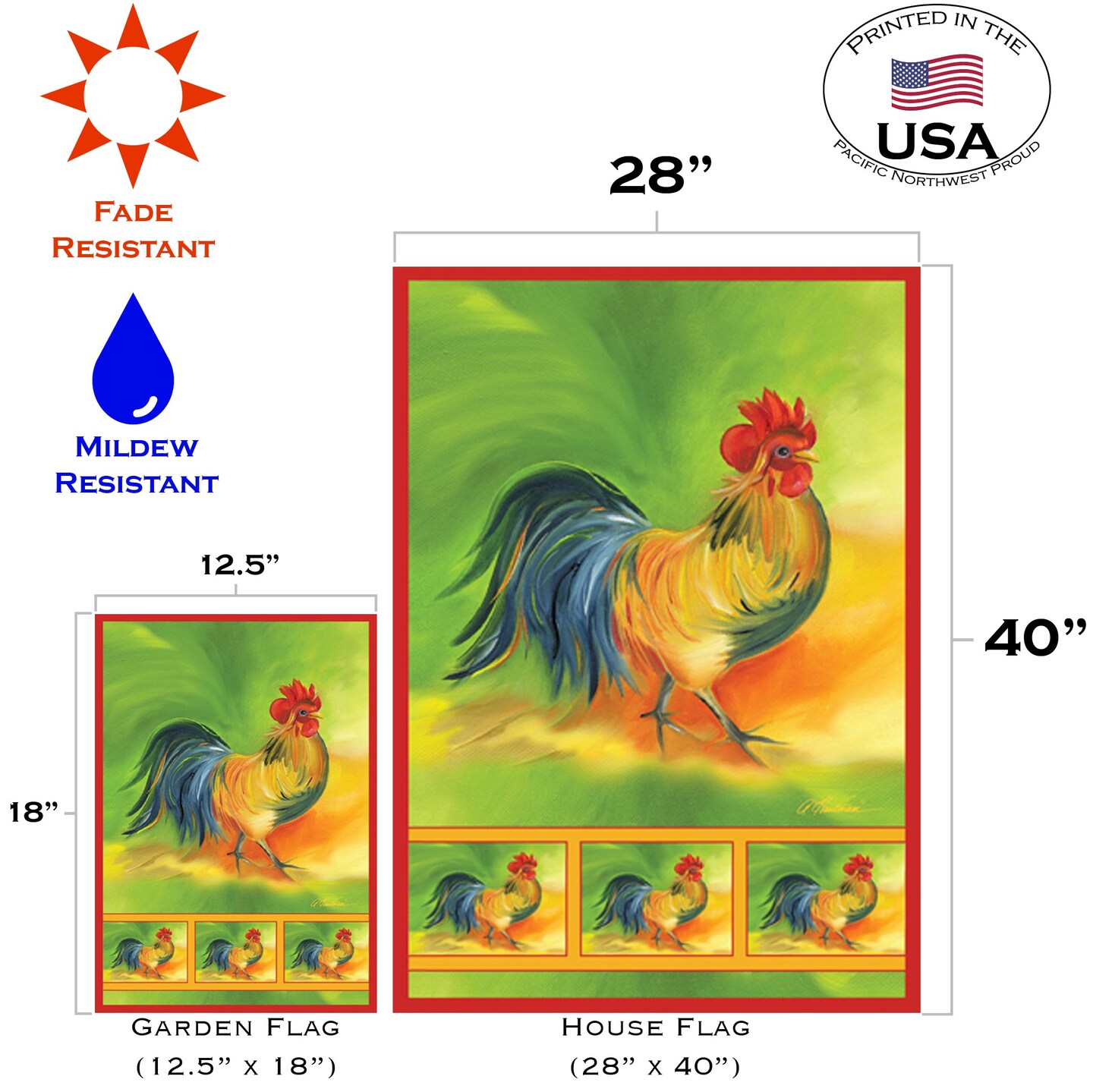 Rooster Decorative Rooster Flag